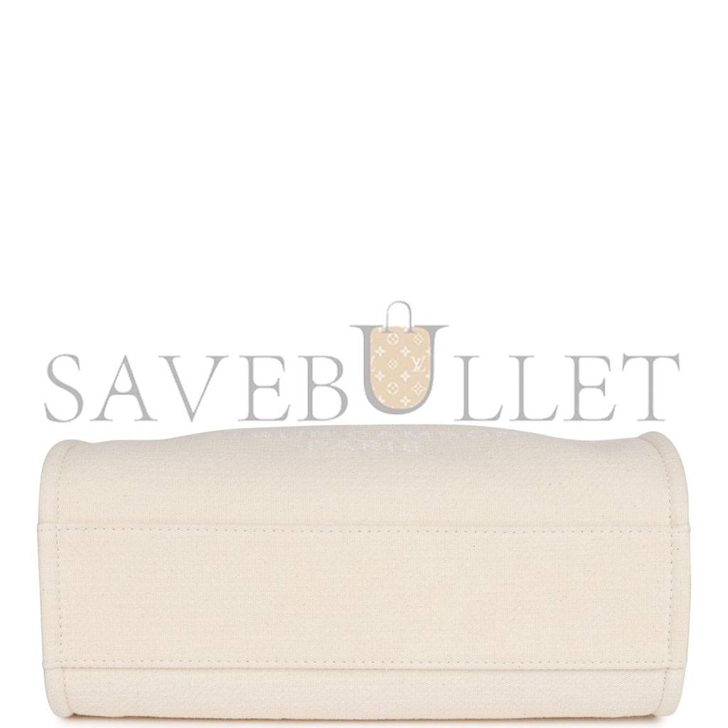 CHANEL LARGE DEAUVILLE SHOPPING BAG WHITE BOUCLE LIGHT GOLD HARDWARE (41*28*15cm) CHANEL LARGE DEAUVILLE SHOPPING BAG WHITE BOUCLE LIGHT GOLD HARDWARE (41*28*15cm)