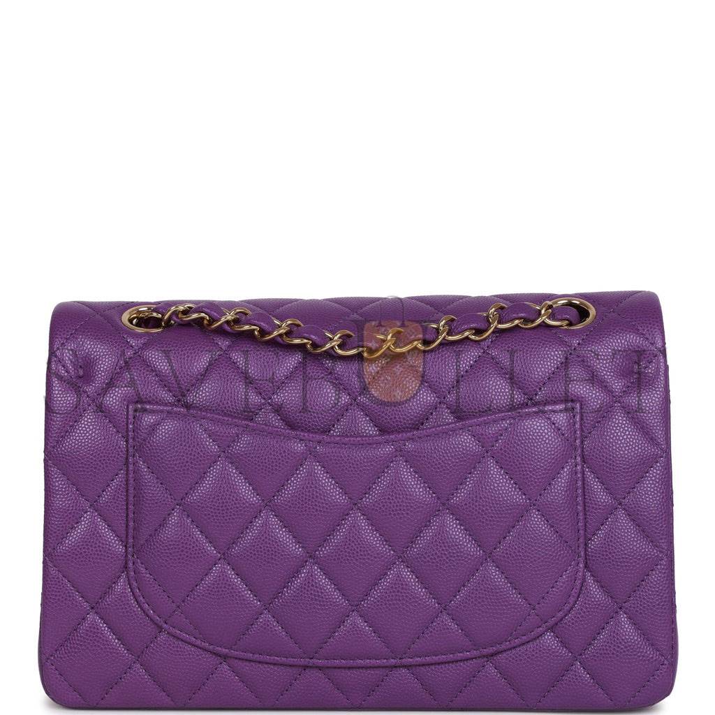 CHANEL SMALL CLASSIC DOUBLE FLAP PURPLE CAVIAR LIGHT GOLD HARDWARE (23*13*6cm) CHANEL SMALL CLASSIC DOUBLE FLAP PURPLE CAVIAR LIGHT GOLD HARDWARE (23*13*6cm)
