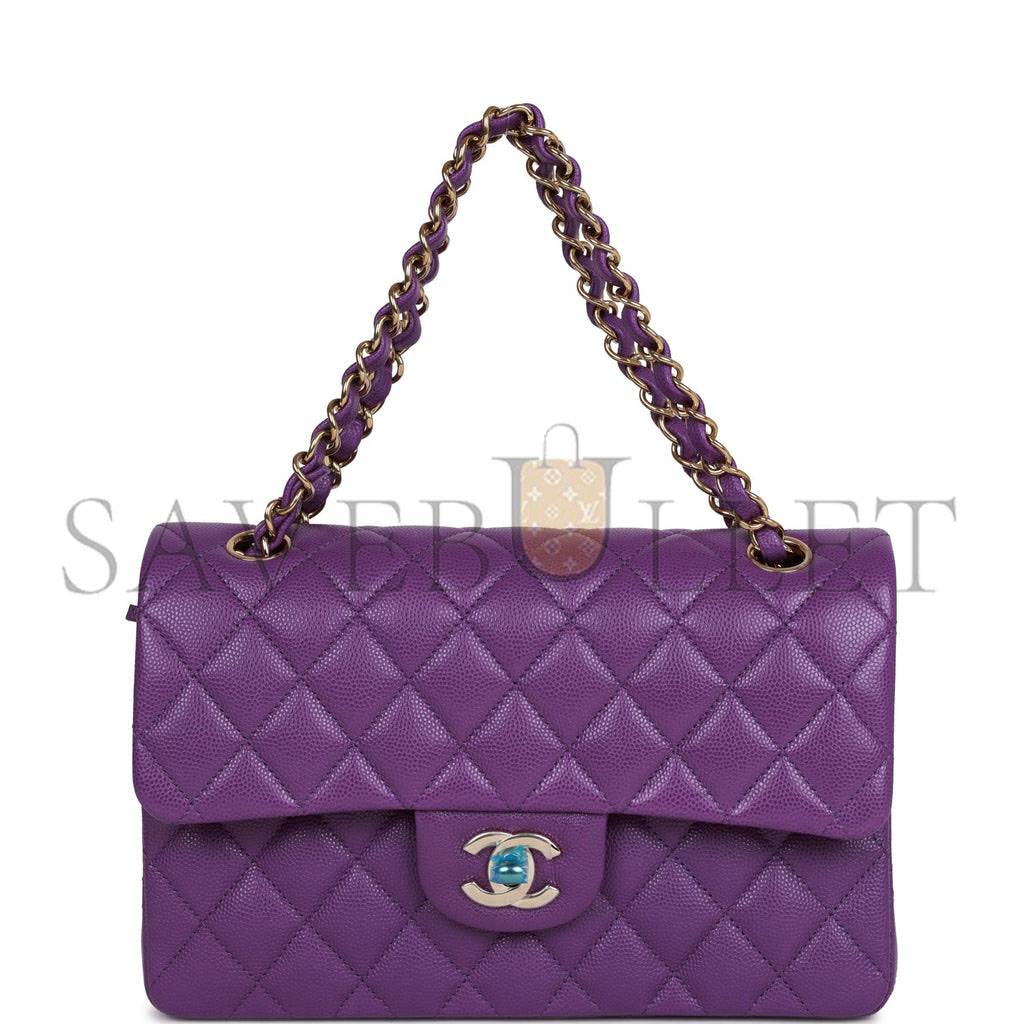 CHANEL SMALL CLASSIC DOUBLE FLAP PURPLE CAVIAR LIGHT GOLD HARDWARE (23*13*6cm) CHANEL SMALL CLASSIC DOUBLE FLAP PURPLE CAVIAR LIGHT GOLD HARDWARE (23*13*6cm)