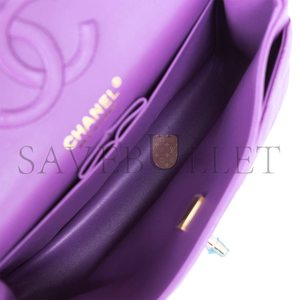 CHANEL SMALL CLASSIC DOUBLE FLAP PURPLE CAVIAR LIGHT GOLD HARDWARE (23*13*6cm) CHANEL SMALL CLASSIC DOUBLE FLAP PURPLE CAVIAR LIGHT GOLD HARDWARE (23*13*6cm)