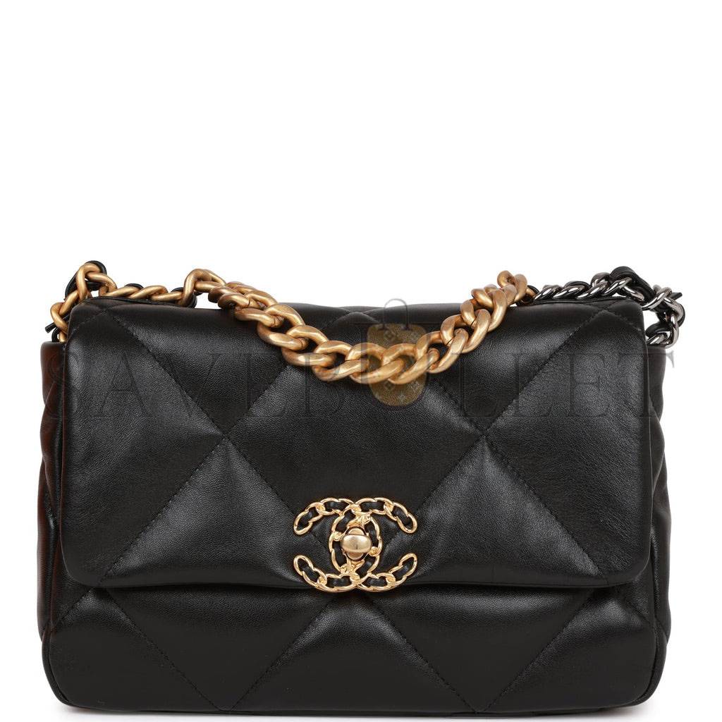 CHANEL MEDIUM 19 FLAP BAG BLACK LAMBSKIN MIXED HARDWARE (25*16*9cm) CHANEL MEDIUM 19 FLAP BAG BLACK LAMBSKIN MIXED HARDWARE (25*16*9cm)