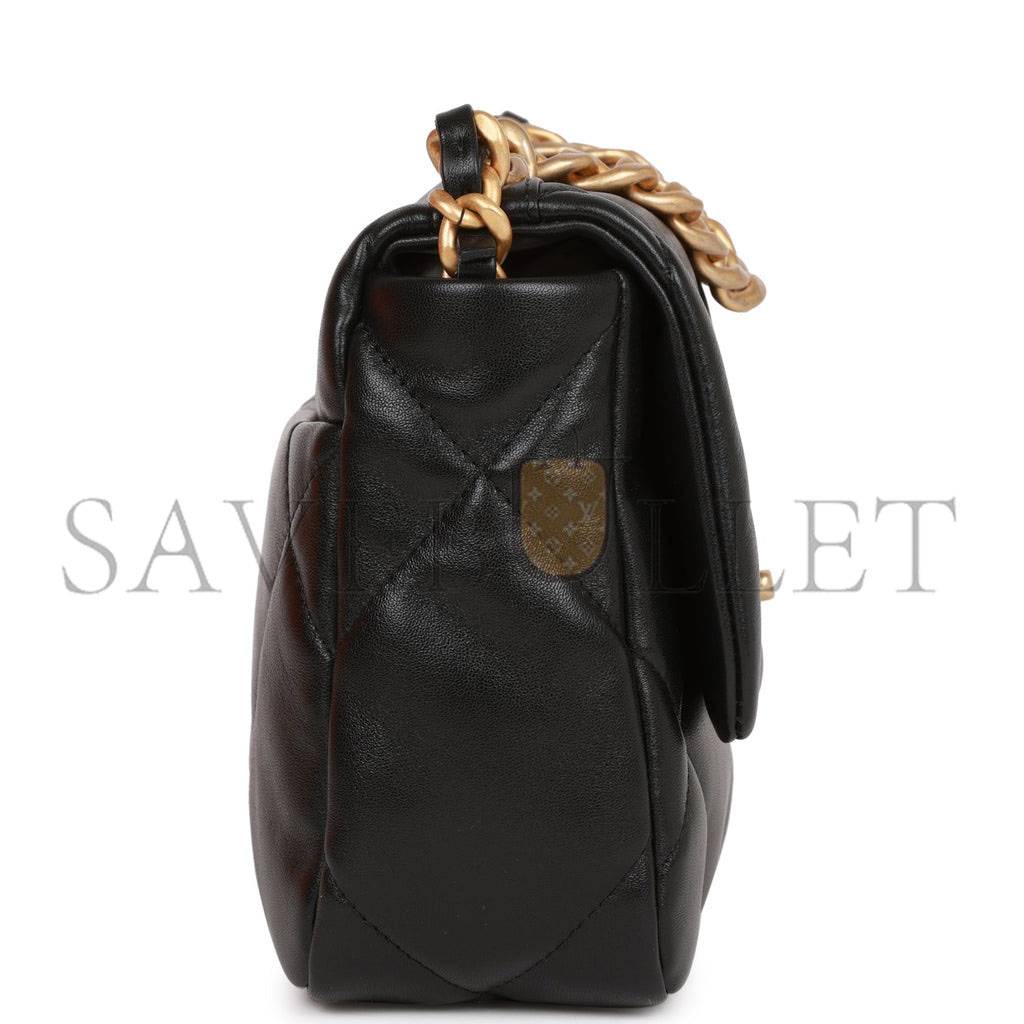 CHANEL MEDIUM 19 FLAP BAG BLACK LAMBSKIN MIXED HARDWARE (25*16*9cm) CHANEL MEDIUM 19 FLAP BAG BLACK LAMBSKIN MIXED HARDWARE (25*16*9cm)