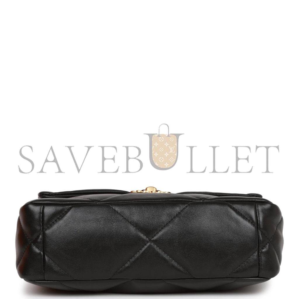 CHANEL MEDIUM 19 FLAP BAG BLACK LAMBSKIN MIXED HARDWARE (25*16*9cm) CHANEL MEDIUM 19 FLAP BAG BLACK LAMBSKIN MIXED HARDWARE (25*16*9cm)