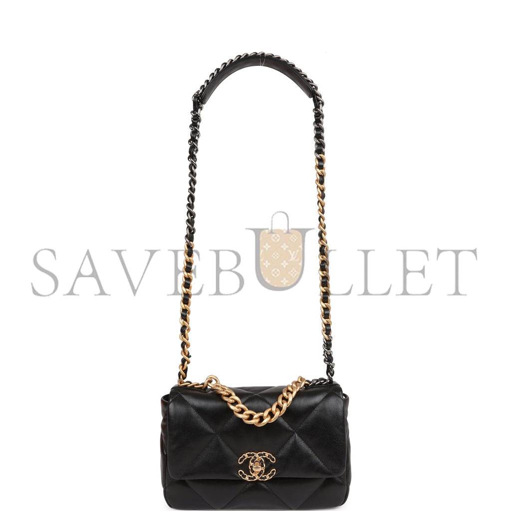 CHANEL MEDIUM 19 FLAP BAG BLACK LAMBSKIN MIXED HARDWARE (25*16*9cm) CHANEL MEDIUM 19 FLAP BAG BLACK LAMBSKIN MIXED HARDWARE (25*16*9cm)