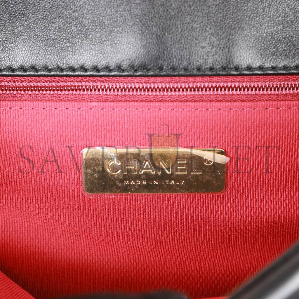 CHANEL MEDIUM 19 FLAP BAG BLACK LAMBSKIN MIXED HARDWARE (25*16*9cm) CHANEL MEDIUM 19 FLAP BAG BLACK LAMBSKIN MIXED HARDWARE (25*16*9cm)