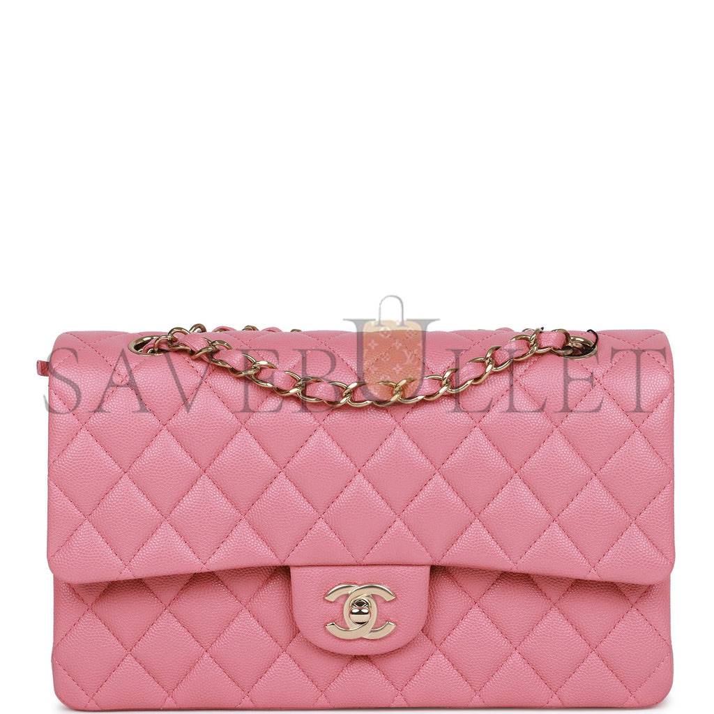 CHANEL MEDIUM CLASSIC DOUBLE FLAP BAG DARK PINK CAVIAR LIGHT GOLD HARDWARE (25*15*7cm) CHANEL MEDIUM CLASSIC DOUBLE FLAP BAG DARK PINK CAVIAR LIGHT GOLD HARDWARE (25*15*7cm)