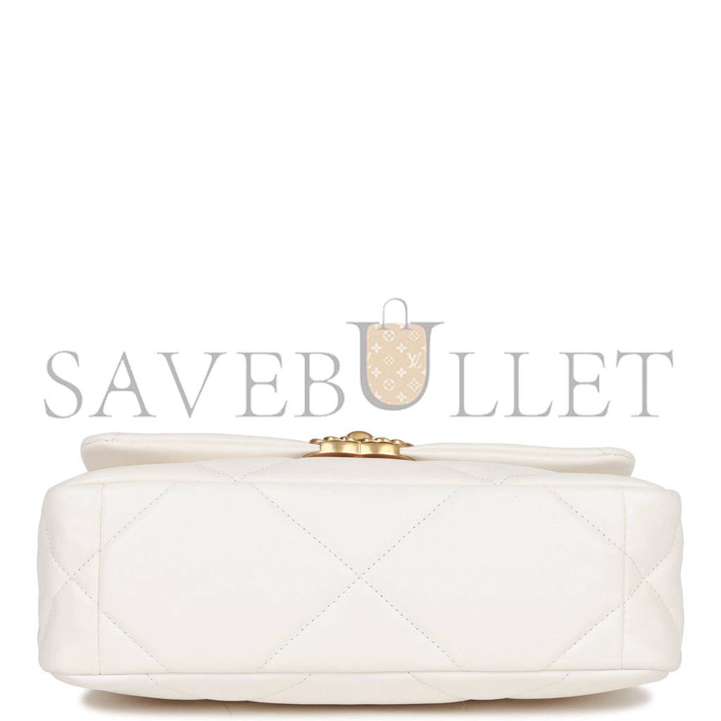 CHANEL MEDIUM 19 FLAP BAG WHITE CALFSKIN MIXED HARDWARE (25*16*9cm) CHANEL MEDIUM 19 FLAP BAG WHITE CALFSKIN MIXED HARDWARE (25*16*9cm)