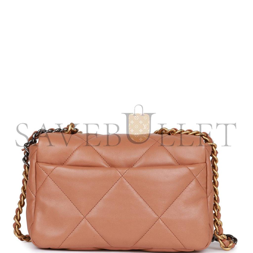 CHANEL MEDIUM 19 FLAP BAG CARAMEL CALFSKIN MIXED HARDWARE (25*16*9cm) CHANEL MEDIUM 19 FLAP BAG CARAMEL CALFSKIN MIXED HARDWARE (25*16*9cm)