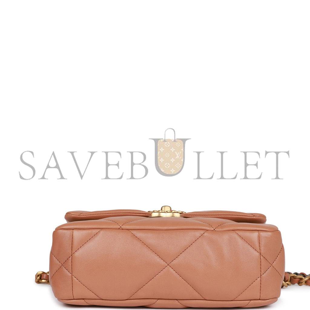 CHANEL MEDIUM 19 FLAP BAG CARAMEL CALFSKIN MIXED HARDWARE (25*16*9cm) CHANEL MEDIUM 19 FLAP BAG CARAMEL CALFSKIN MIXED HARDWARE (25*16*9cm)