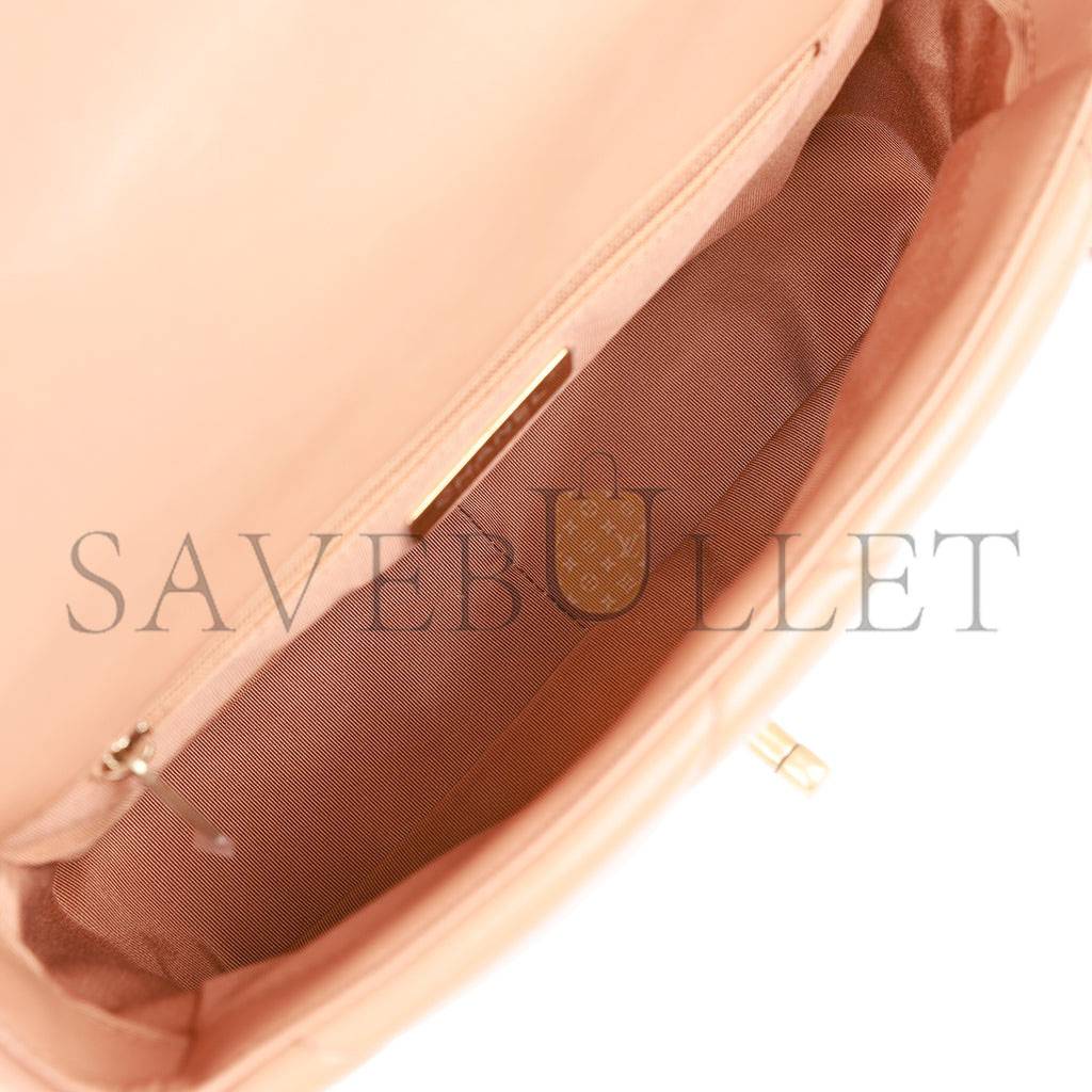 CHANEL MEDIUM 19 FLAP BAG CARAMEL CALFSKIN MIXED HARDWARE (25*16*9cm) CHANEL MEDIUM 19 FLAP BAG CARAMEL CALFSKIN MIXED HARDWARE (25*16*9cm)