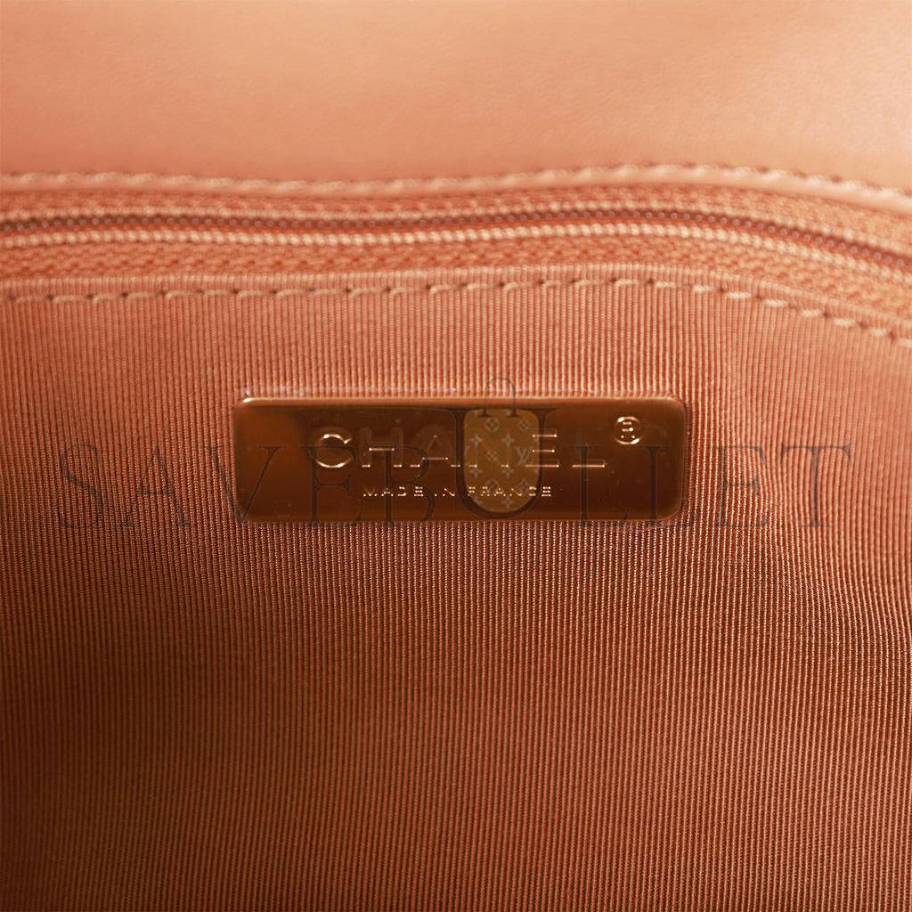 CHANEL MEDIUM 19 FLAP BAG CARAMEL CALFSKIN MIXED HARDWARE (25*16*9cm) CHANEL MEDIUM 19 FLAP BAG CARAMEL CALFSKIN MIXED HARDWARE (25*16*9cm)