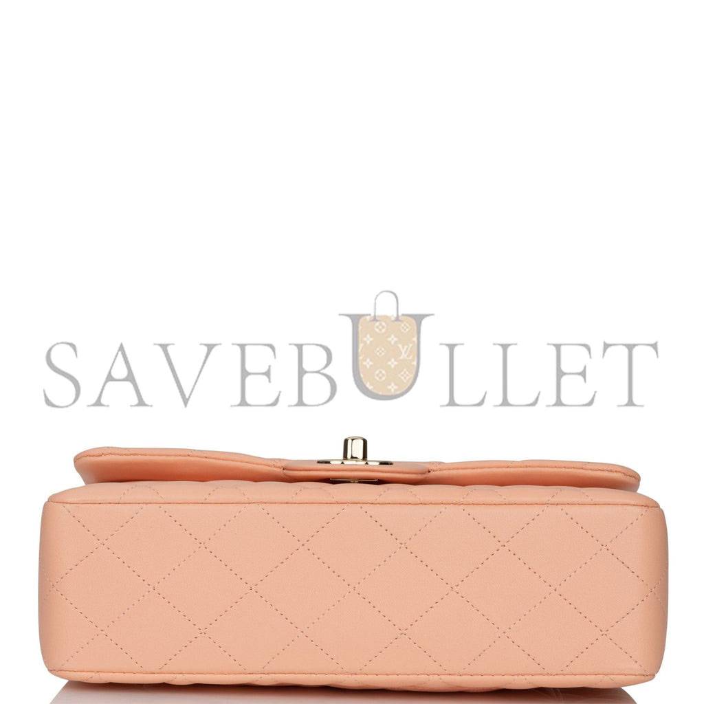 CHANEL SMALL CLASSIC DOUBLE FLAP PEACH LAMBSKIN LIGHT GOLD HARDWARE (23*13*6cm) CHANEL SMALL CLASSIC DOUBLE FLAP PEACH LAMBSKIN LIGHT GOLD HARDWARE (23*13*6cm)