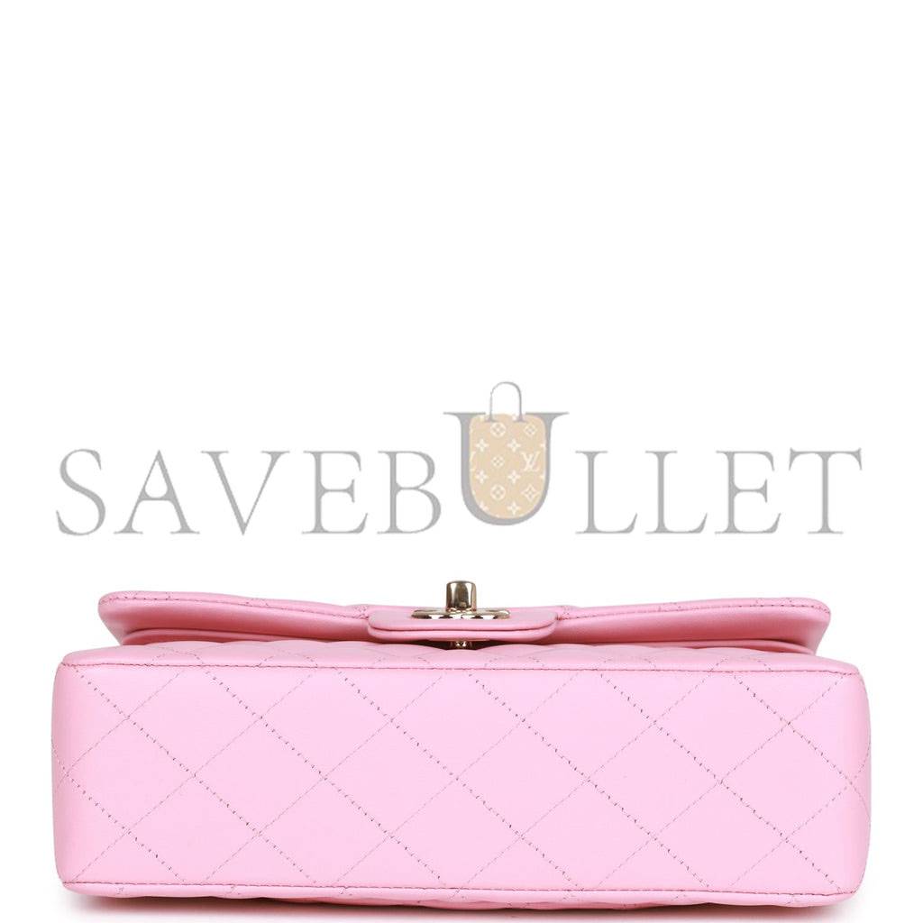 CHANEL SMALL CLASSIC DOUBLE FLAP PINK LAMBSKIN LIGHT GOLD HARDWARE (23*13*6cm) CHANEL SMALL CLASSIC DOUBLE FLAP PINK LAMBSKIN LIGHT GOLD HARDWARE (23*13*6cm)