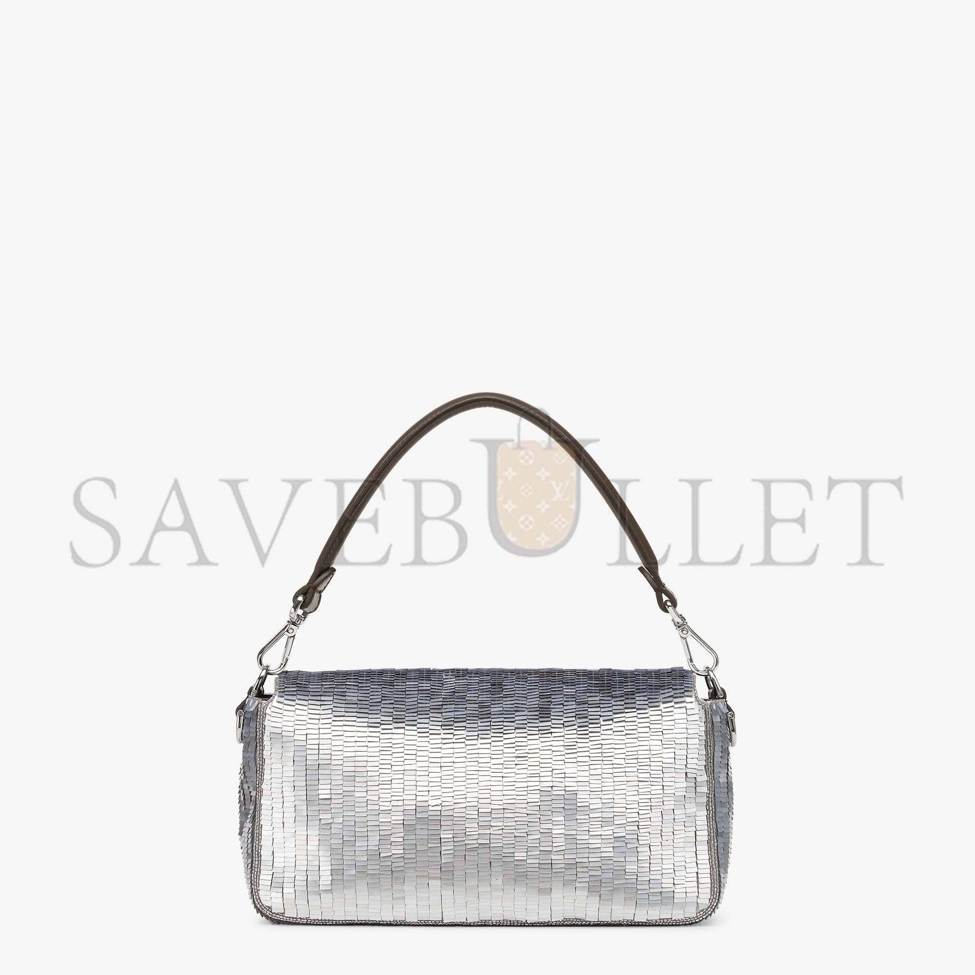 FENDI BAGUETTE - RE-EDITION BAG IN ALUMINUM-TONE SEQUINS 8BR600ALMFF0JG7 (27*15*6cm) FENDI BAGUETTE - RE-EDITION BAG IN ALUMINUM-TONE SEQUINS 8BR600ALMFF0JG7 (27*15*6cm)