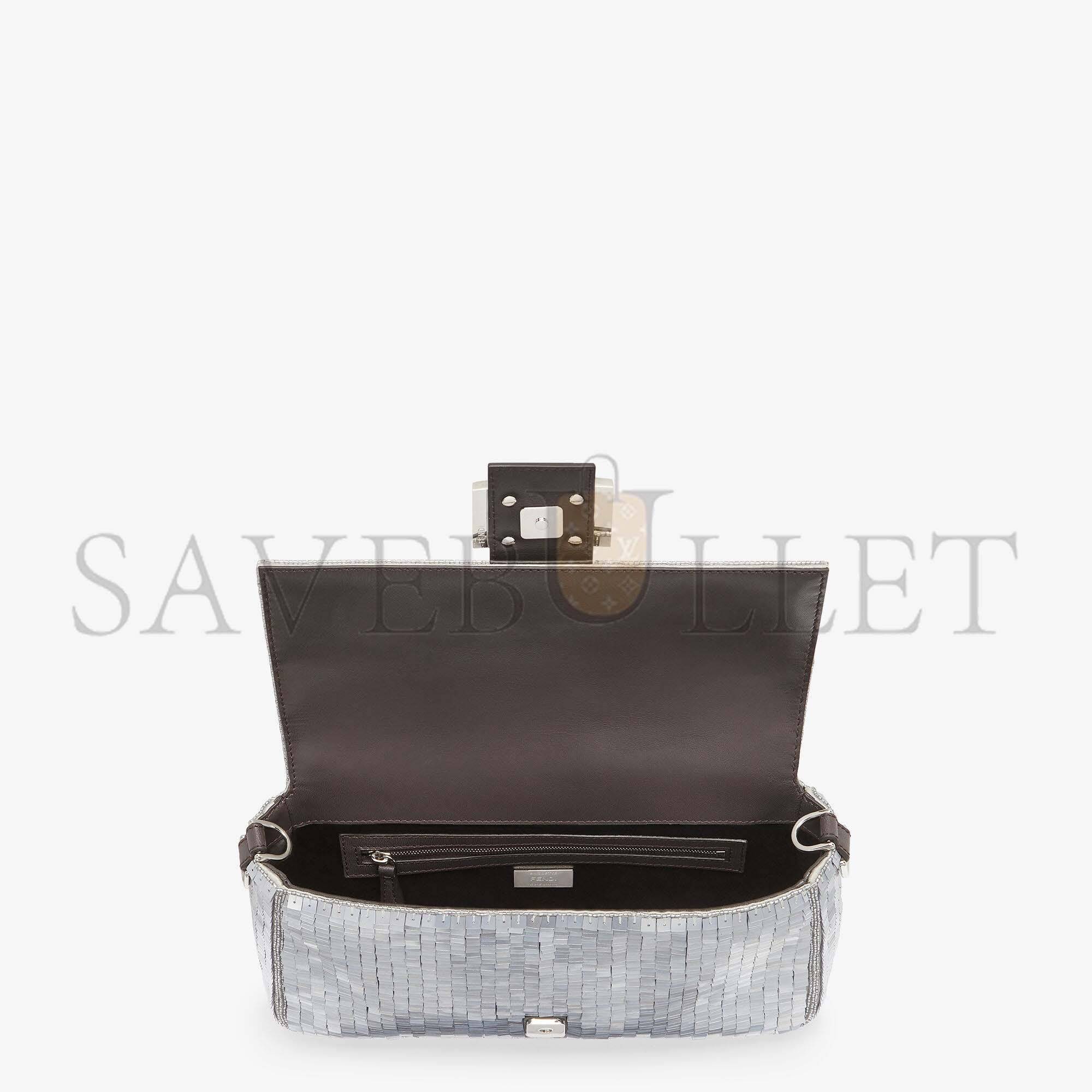 FENDI BAGUETTE - RE-EDITION BAG IN ALUMINUM-TONE SEQUINS 8BR600ALMFF0JG7 (27*15*6cm) FENDI BAGUETTE - RE-EDITION BAG IN ALUMINUM-TONE SEQUINS 8BR600ALMFF0JG7 (27*15*6cm)