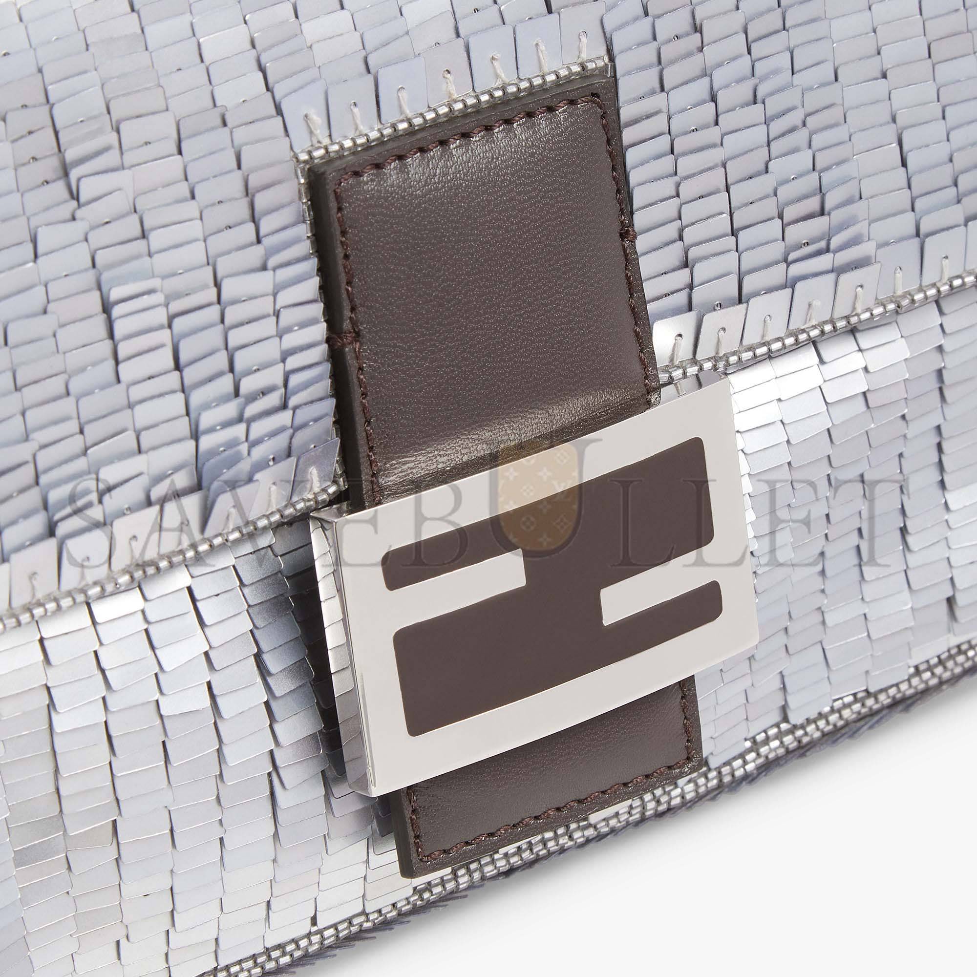 FENDI BAGUETTE - RE-EDITION BAG IN ALUMINUM-TONE SEQUINS 8BR600ALMFF0JG7 (27*15*6cm) FENDI BAGUETTE - RE-EDITION BAG IN ALUMINUM-TONE SEQUINS 8BR600ALMFF0JG7 (27*15*6cm)