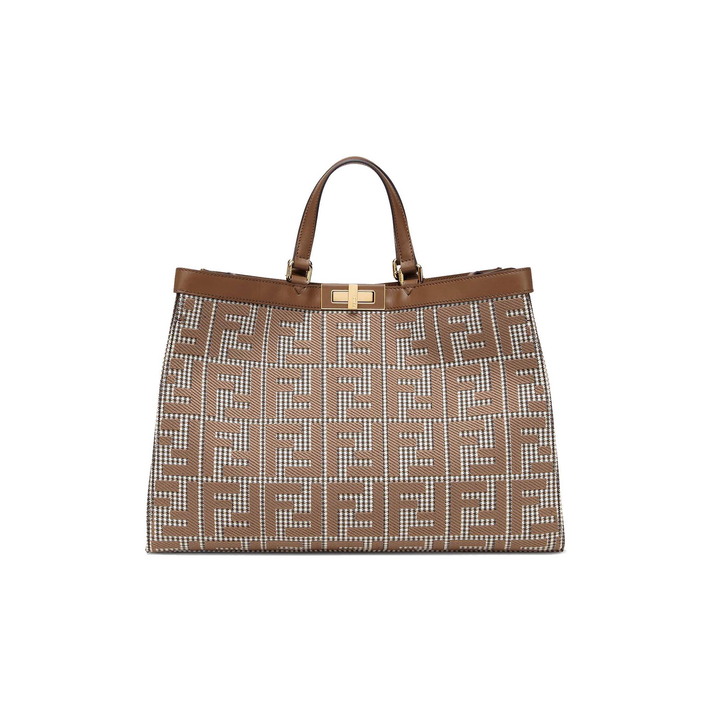 FENDI X-TOTE - BROWN HOUNDSTOOTH WOOL SHOPPER WITH FF EMBROIDERY 8BH374AKRZF1IRG (41*29.5*16cm) FENDI X-TOTE - BROWN HOUNDSTOOTH WOOL SHOPPER WITH FF EMBROIDERY 8BH374AKRZF1IRG (41*29.5*16cm)