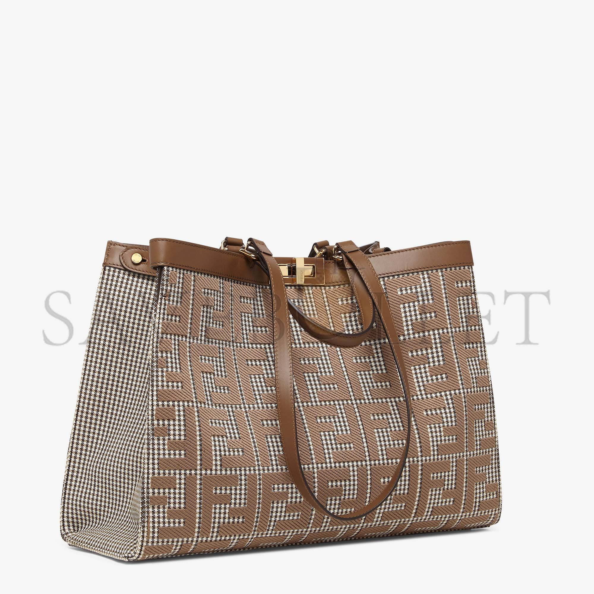 FENDI X-TOTE - BROWN HOUNDSTOOTH WOOL SHOPPER WITH FF EMBROIDERY 8BH374AKRZF1IRG (41*29.5*16cm) FENDI X-TOTE - BROWN HOUNDSTOOTH WOOL SHOPPER WITH FF EMBROIDERY 8BH374AKRZF1IRG (41*29.5*16cm)