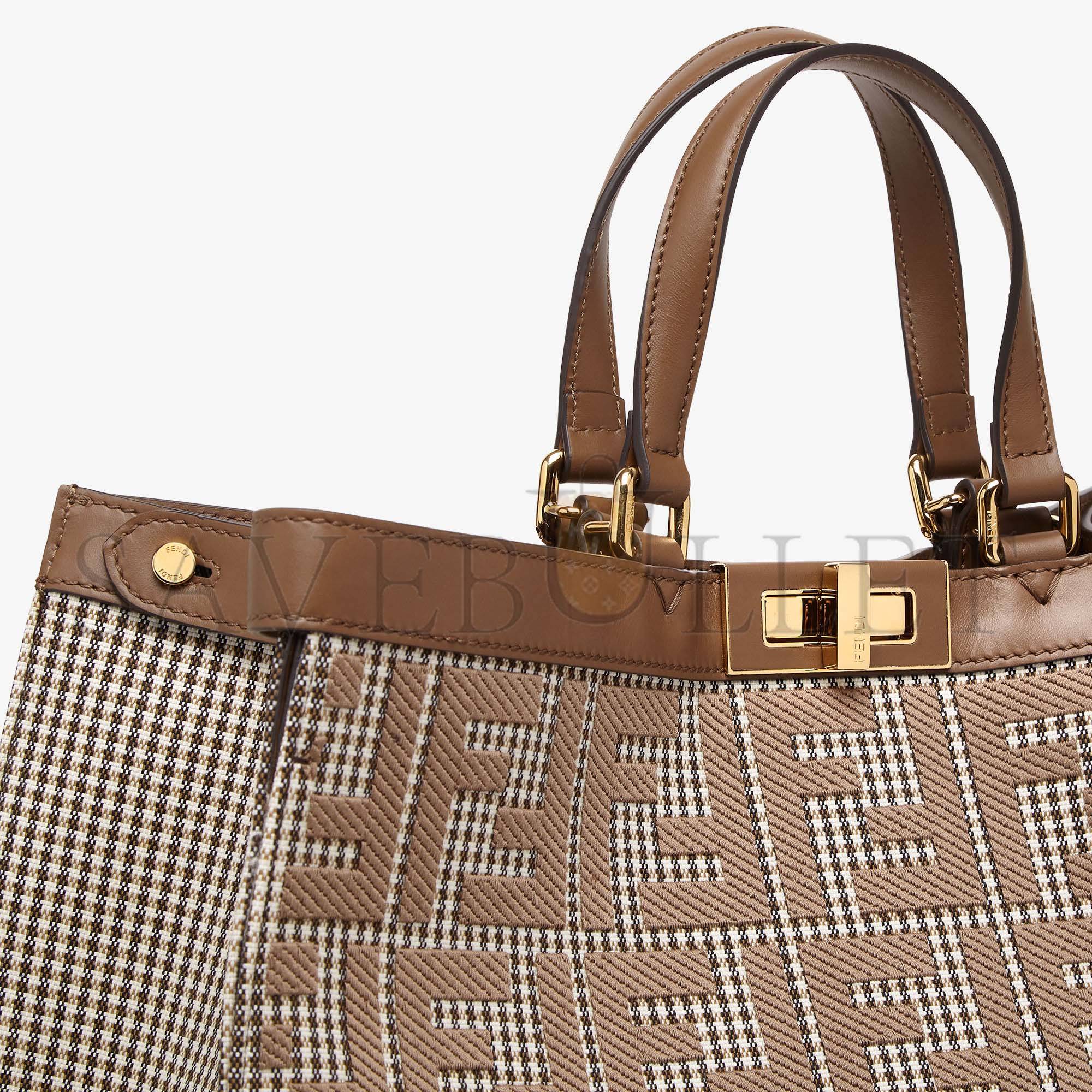 FENDI X-TOTE - BROWN HOUNDSTOOTH WOOL SHOPPER WITH FF EMBROIDERY 8BH374AKRZF1IRG (41*29.5*16cm) FENDI X-TOTE - BROWN HOUNDSTOOTH WOOL SHOPPER WITH FF EMBROIDERY 8BH374AKRZF1IRG (41*29.5*16cm)