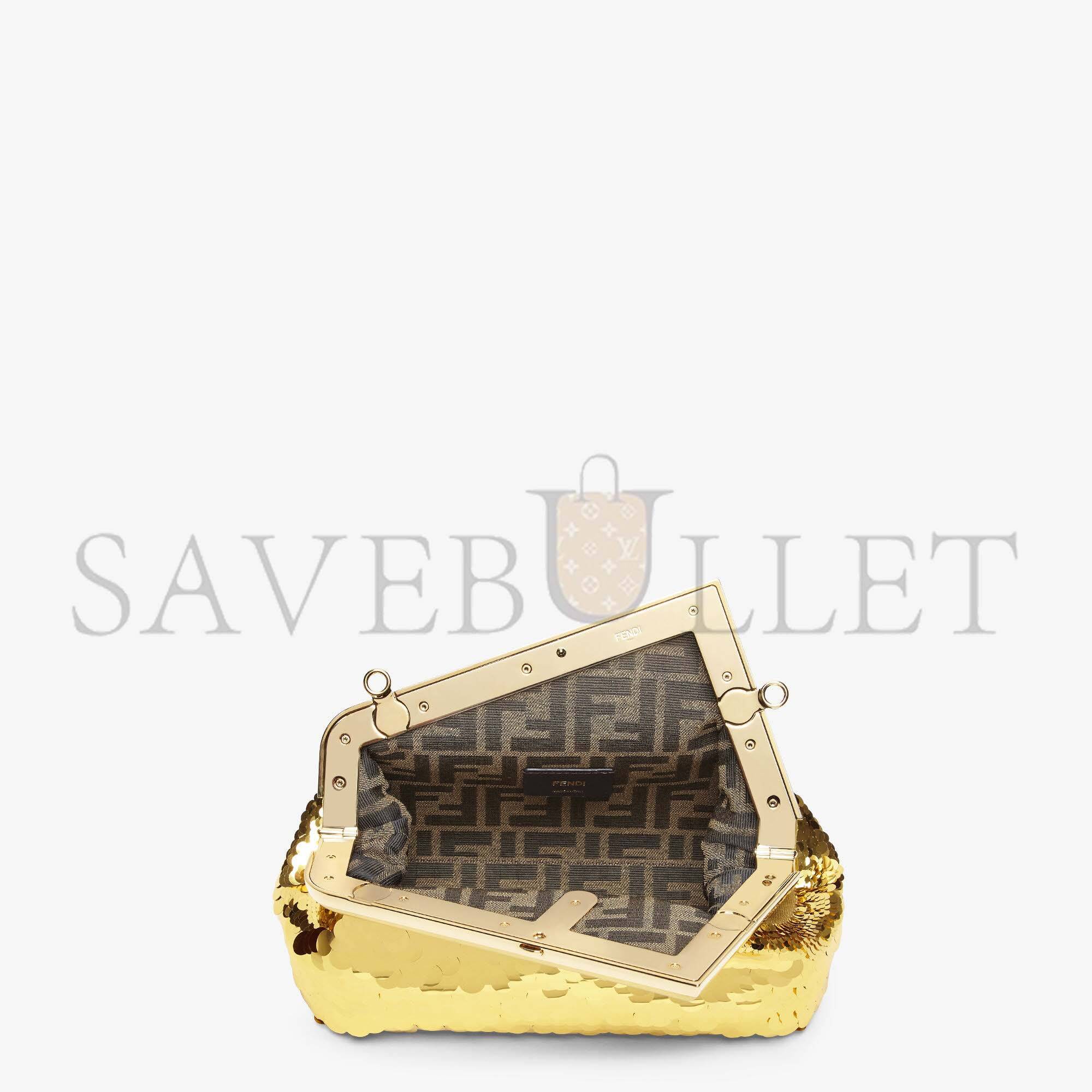 FENDI FIRST SMALL - GOLD-COLORED LEATHER AND SEQUINNED BAG 8BP129AJP4F0RXU (26*18*9.5cm) FENDI FIRST SMALL - GOLD-COLORED LEATHER AND SEQUINNED BAG 8BP129AJP4F0RXU (26*18*9.5cm)