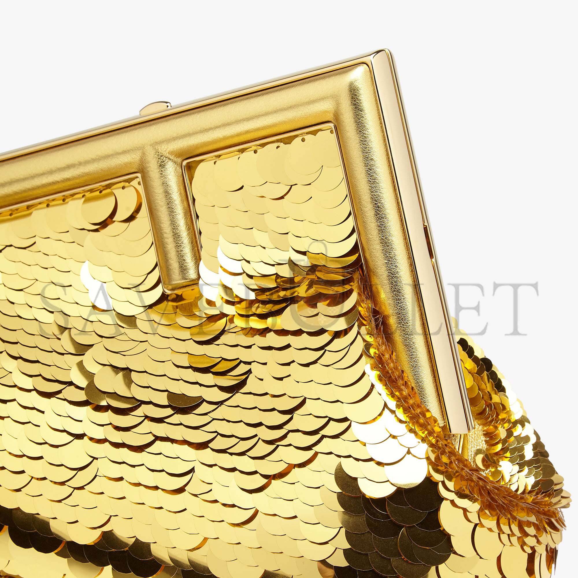 FENDI FIRST SMALL - GOLD-COLORED LEATHER AND SEQUINNED BAG 8BP129AJP4F0RXU (26*18*9.5cm) FENDI FIRST SMALL - GOLD-COLORED LEATHER AND SEQUINNED BAG 8BP129AJP4F0RXU (26*18*9.5cm)