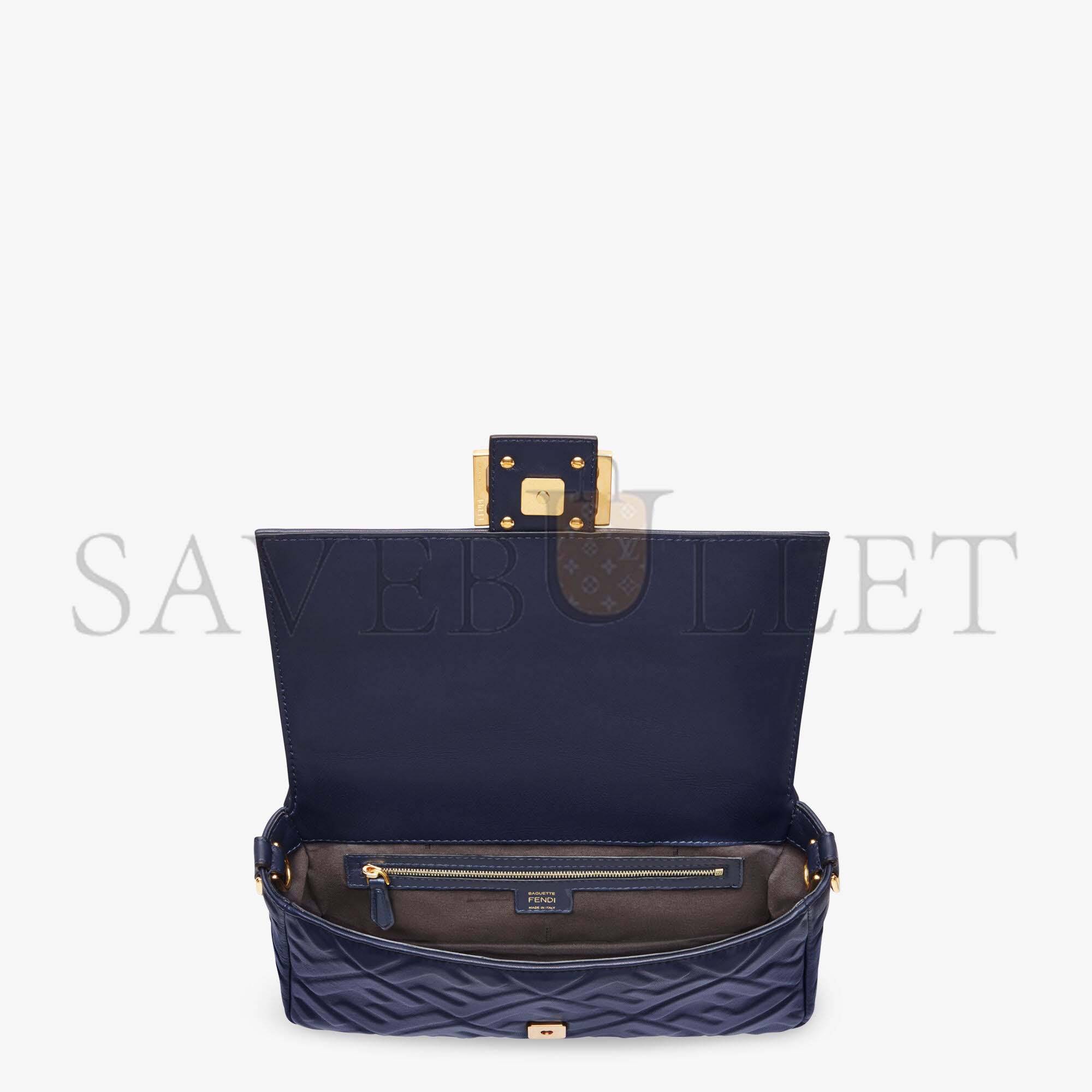 FENDI BAGUETTE - BLUE NAPPA LEATHER BAG 8BR600A72VF19PO (27*15*6cm) FENDI BAGUETTE - BLUE NAPPA LEATHER BAG 8BR600A72VF19PO (27*15*6cm)