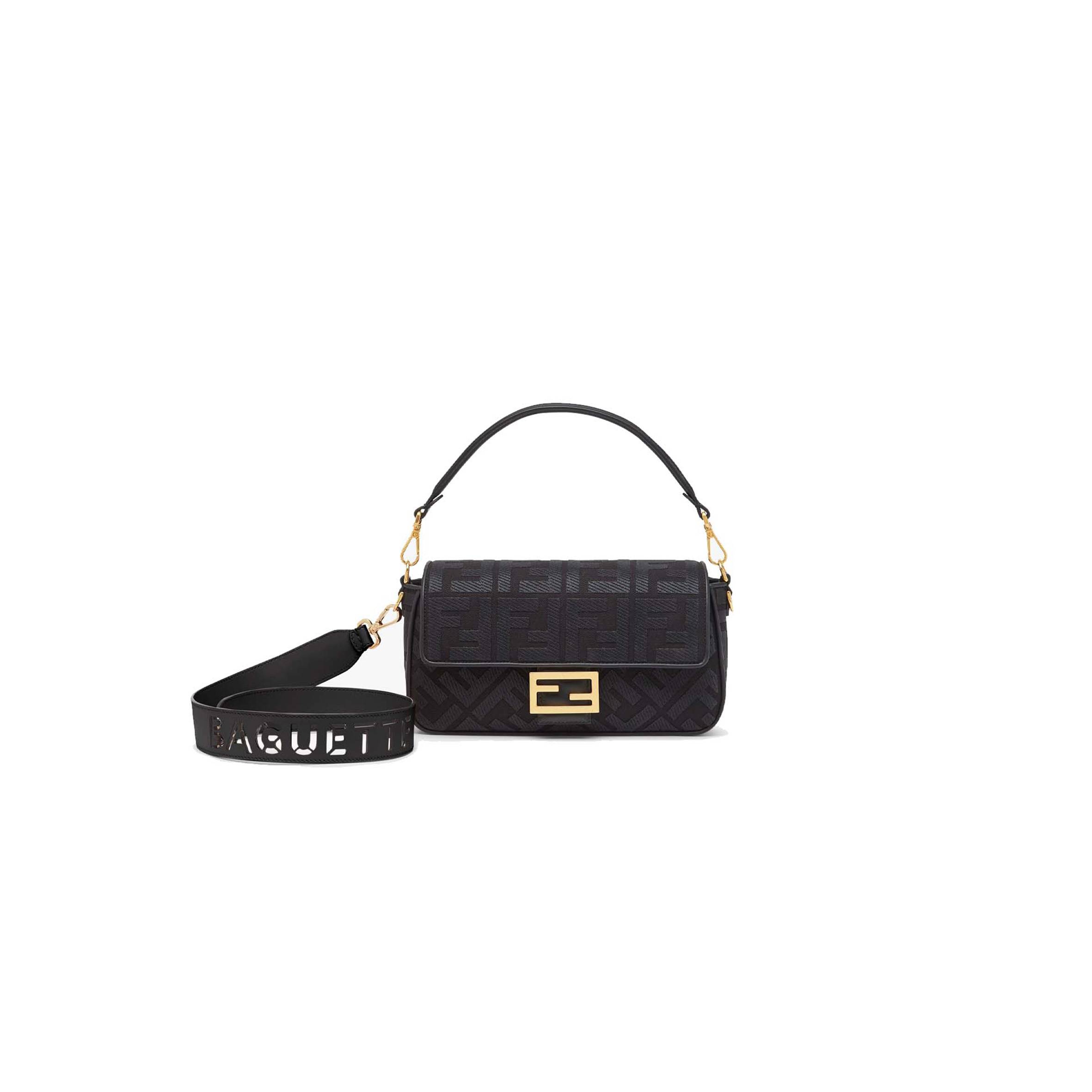 FENDI BAGUETTE - BLACK FF CANVAS BAG 8BR600AMCDF1CFJ (27*15*6cm) FENDI BAGUETTE - BLACK FF CANVAS BAG 8BR600AMCDF1CFJ (27*15*6cm)