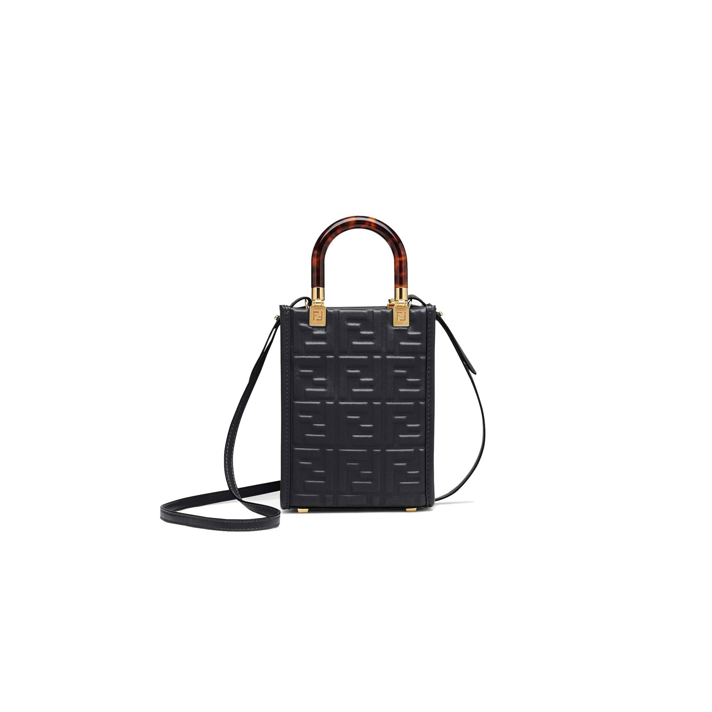 FENDI MINI SUNSHINE SHOPPER - BLACK LEATHER MINI BAG 8BS051AMCIF0KUR (18*13*6.5cm) FENDI MINI SUNSHINE SHOPPER - BLACK LEATHER MINI BAG 8BS051AMCIF0KUR (18*13*6.5cm)