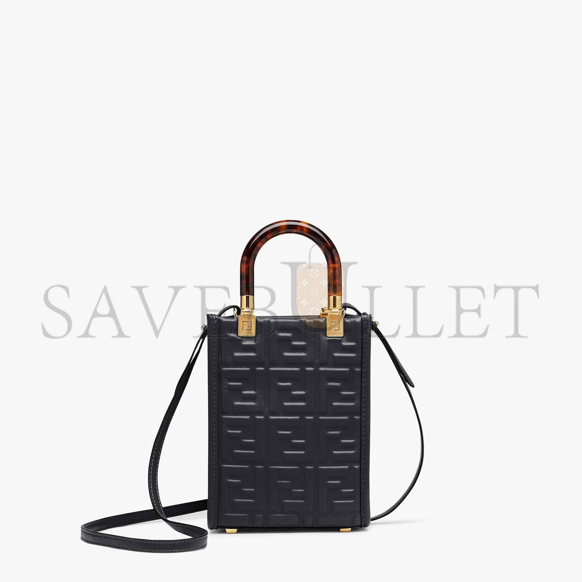 FENDI MINI SUNSHINE SHOPPER - BLACK LEATHER MINI BAG 8BS051AMCIF0KUR (18*13*6.5cm) FENDI MINI SUNSHINE SHOPPER - BLACK LEATHER MINI BAG 8BS051AMCIF0KUR (18*13*6.5cm)