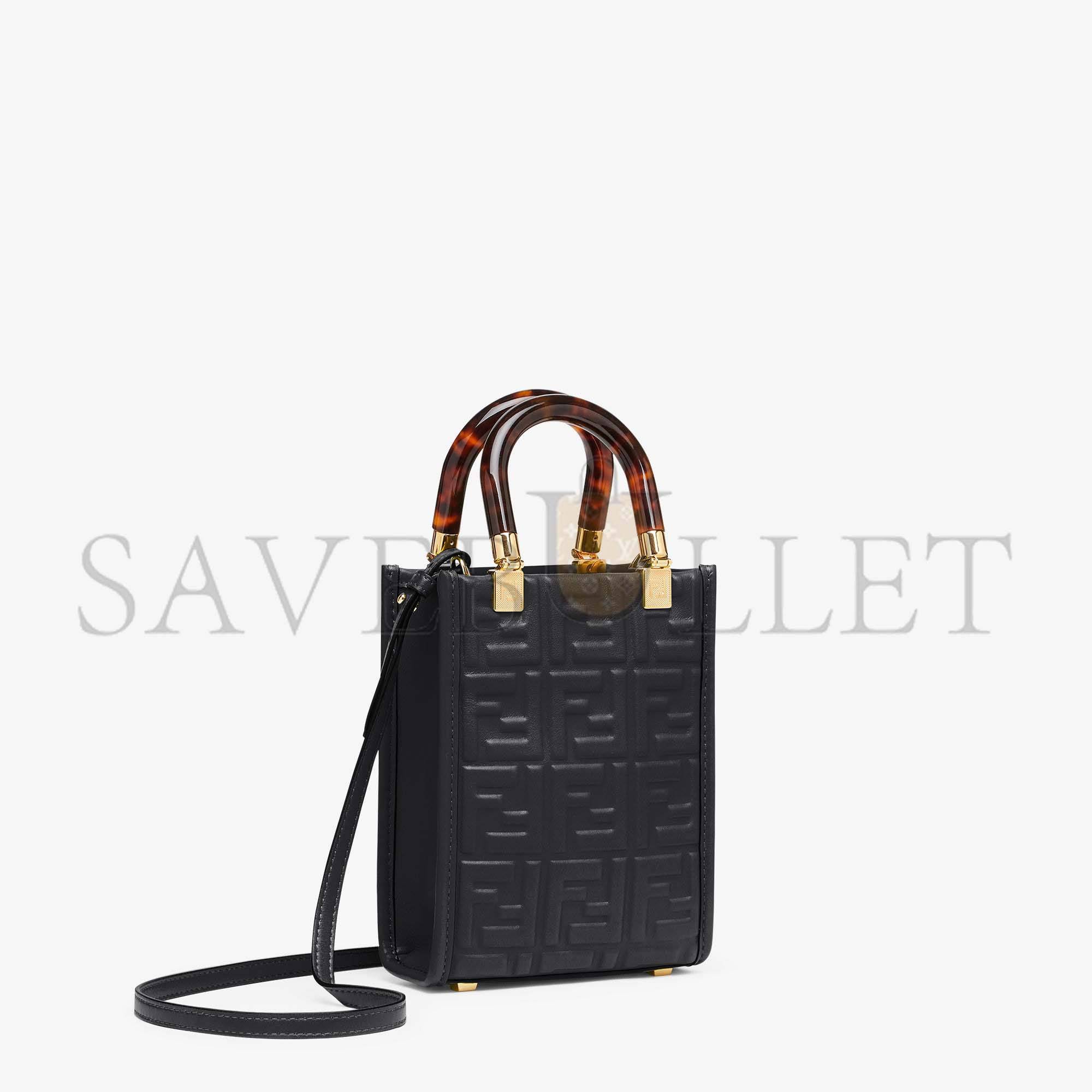 FENDI MINI SUNSHINE SHOPPER - BLACK LEATHER MINI BAG 8BS051AMCIF0KUR (18*13*6.5cm) FENDI MINI SUNSHINE SHOPPER - BLACK LEATHER MINI BAG 8BS051AMCIF0KUR (18*13*6.5cm)