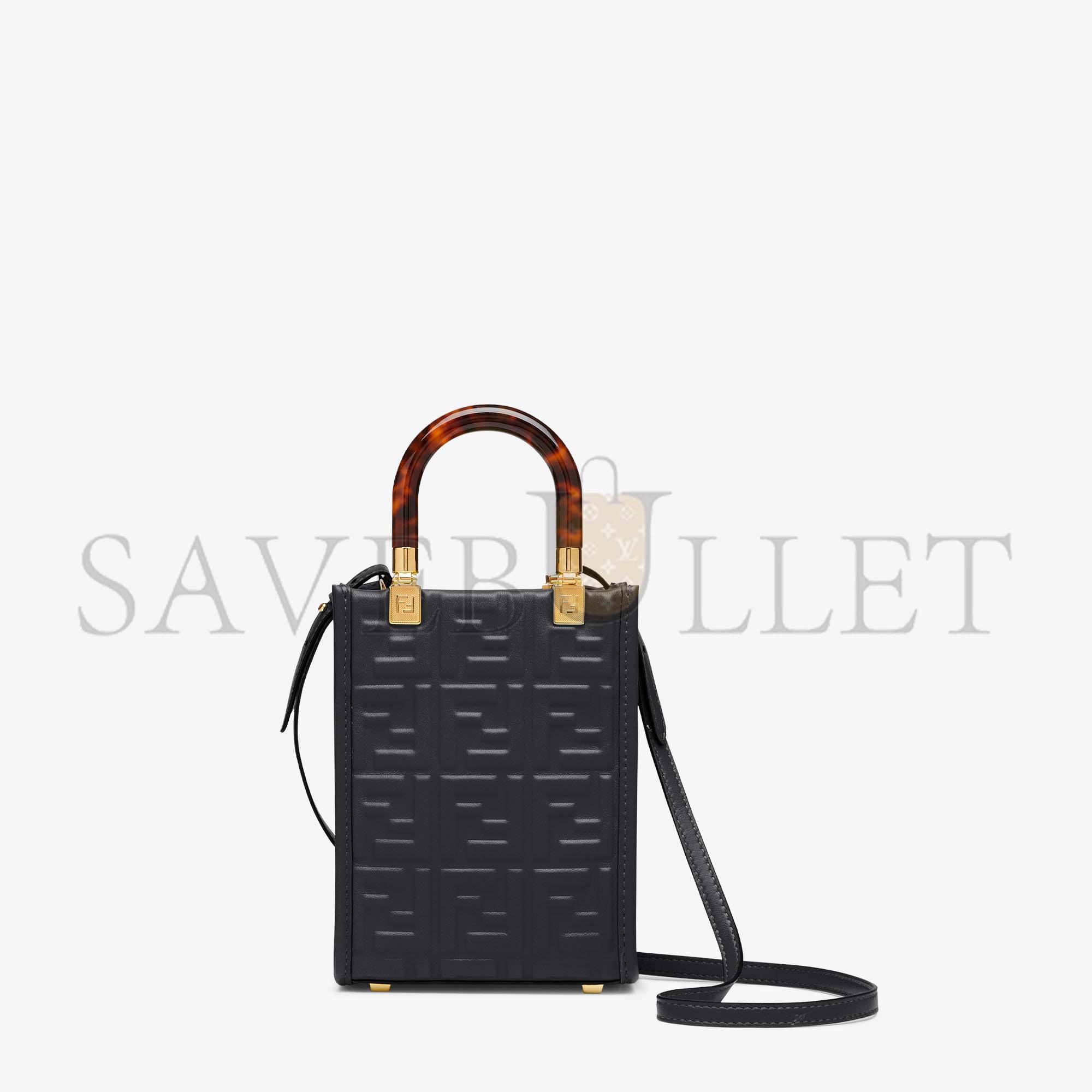 FENDI MINI SUNSHINE SHOPPER - BLACK LEATHER MINI BAG 8BS051AMCIF0KUR (18*13*6.5cm) FENDI MINI SUNSHINE SHOPPER - BLACK LEATHER MINI BAG 8BS051AMCIF0KUR (18*13*6.5cm)