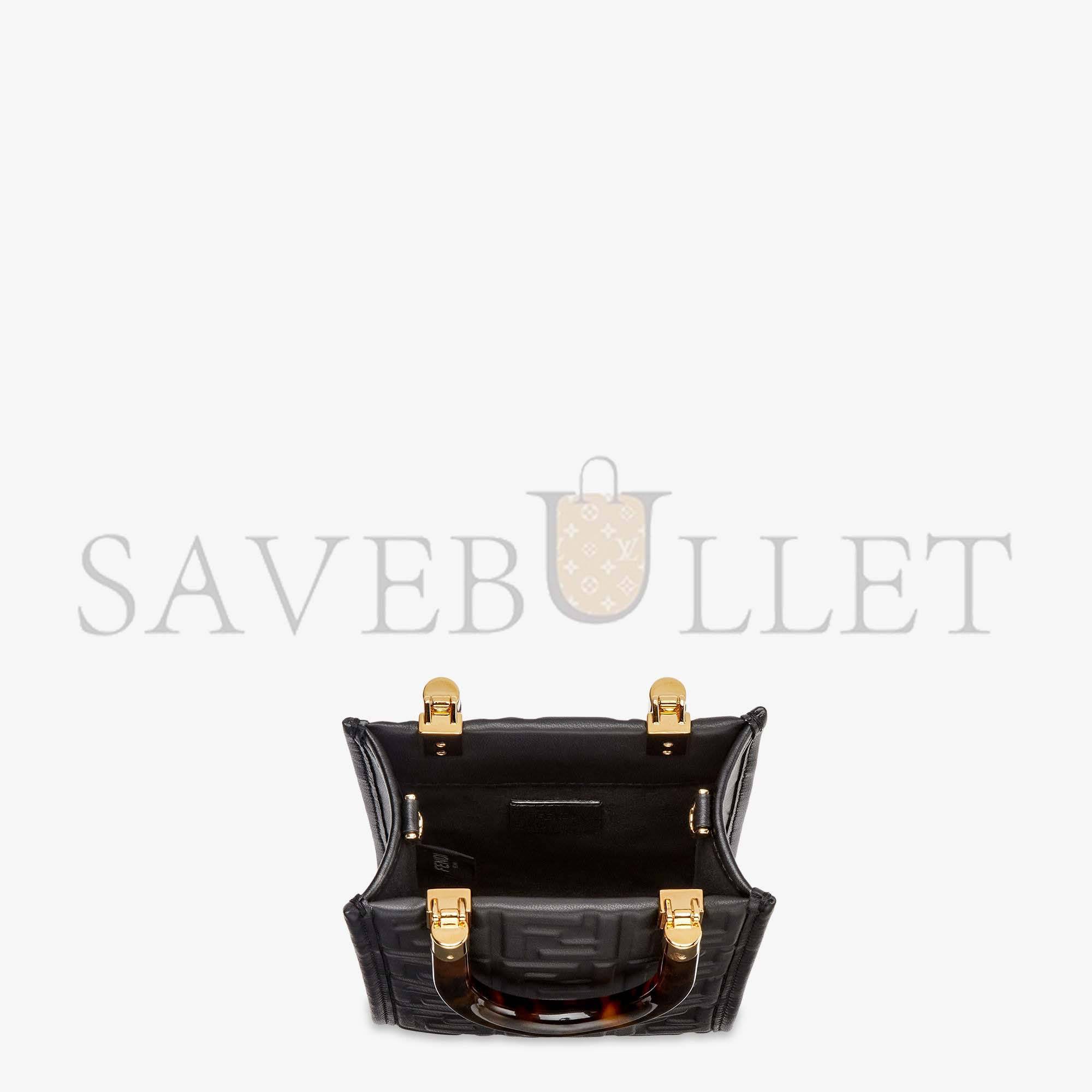 FENDI MINI SUNSHINE SHOPPER - BLACK LEATHER MINI BAG 8BS051AMCIF0KUR (18*13*6.5cm) FENDI MINI SUNSHINE SHOPPER - BLACK LEATHER MINI BAG 8BS051AMCIF0KUR (18*13*6.5cm)