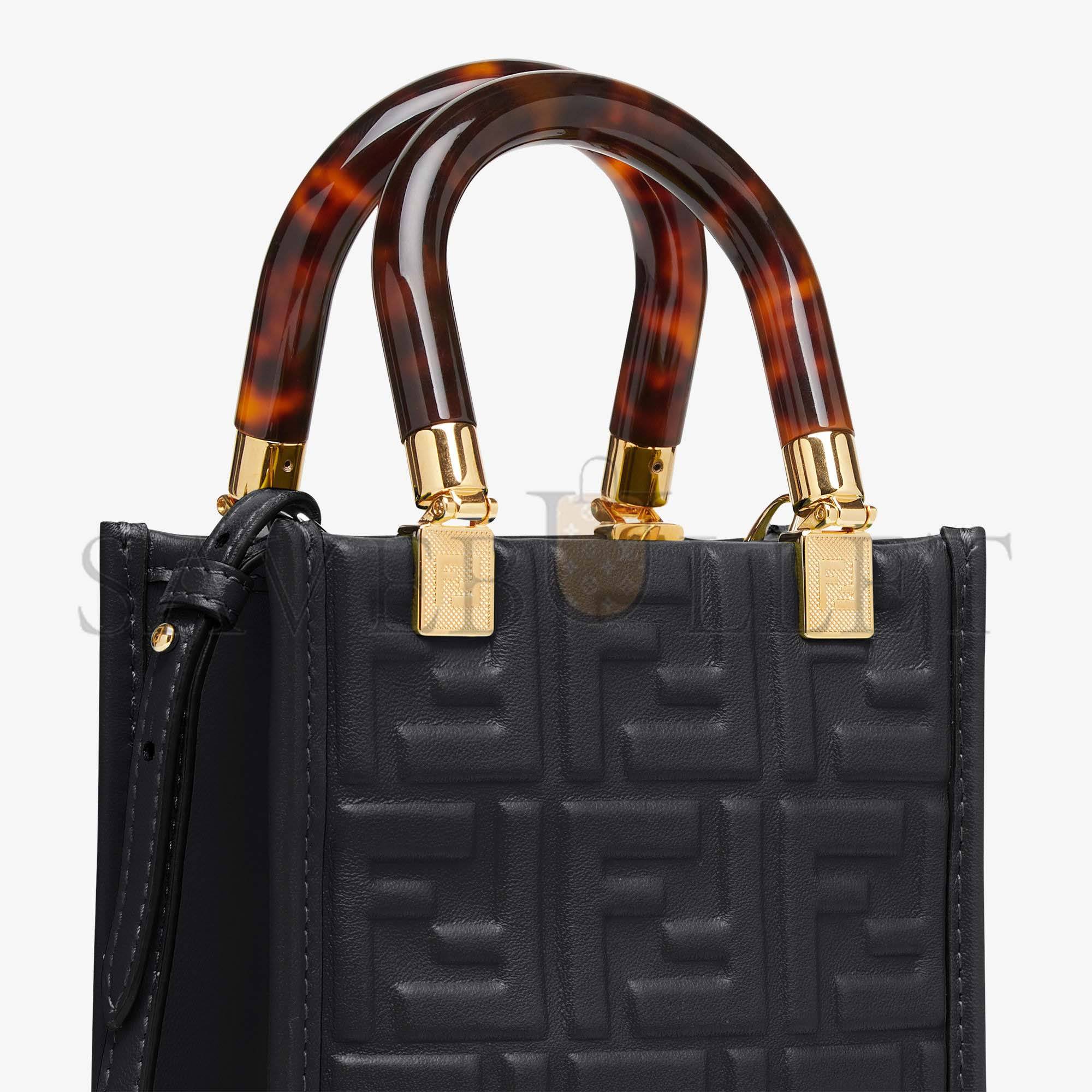 FENDI MINI SUNSHINE SHOPPER - BLACK LEATHER MINI BAG 8BS051AMCIF0KUR (18*13*6.5cm) FENDI MINI SUNSHINE SHOPPER - BLACK LEATHER MINI BAG 8BS051AMCIF0KUR (18*13*6.5cm)