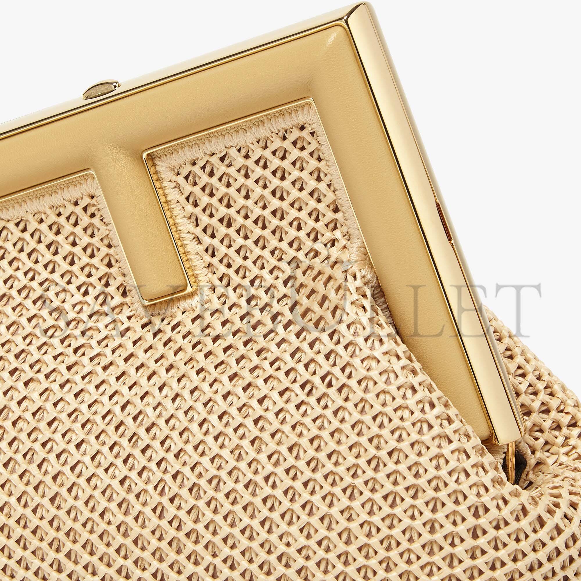 FENDI FIRST SMALL - BEIGE RAFFIA MACRAME BAG 8BP129AL9AF1EEB (23*18*9.5cm) FENDI FIRST SMALL - BEIGE RAFFIA MACRAME BAG 8BP129AL9AF1EEB (23*18*9.5cm)