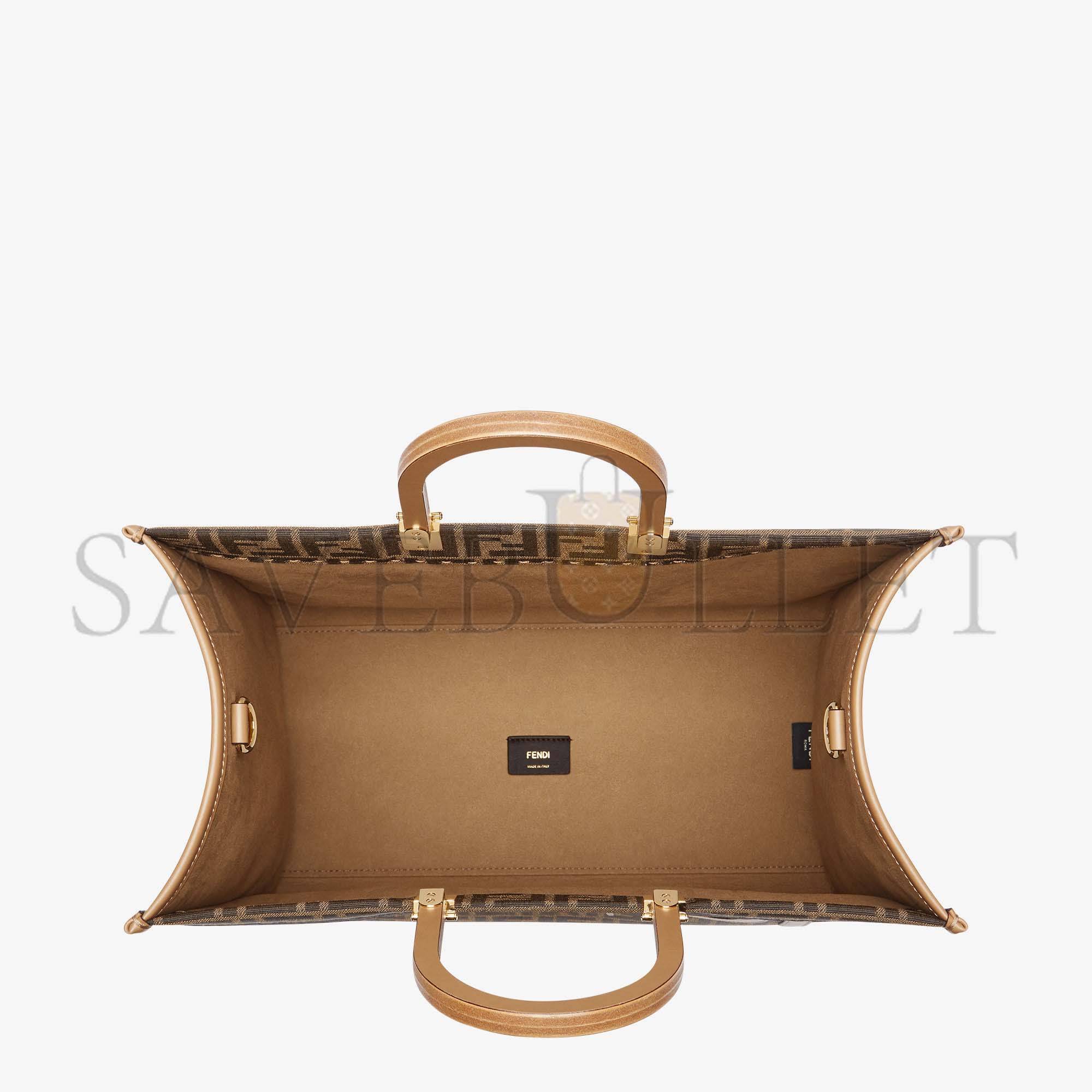 FENDI SUNSHINE LARGE - BROWN FF JACQUARD FABRIC SHOPPER 8BH372ALVYF1GE3 (40.5*35*21.5cm) FENDI SUNSHINE LARGE - BROWN FF JACQUARD FABRIC SHOPPER 8BH372ALVYF1GE3 (40.5*35*21.5cm)