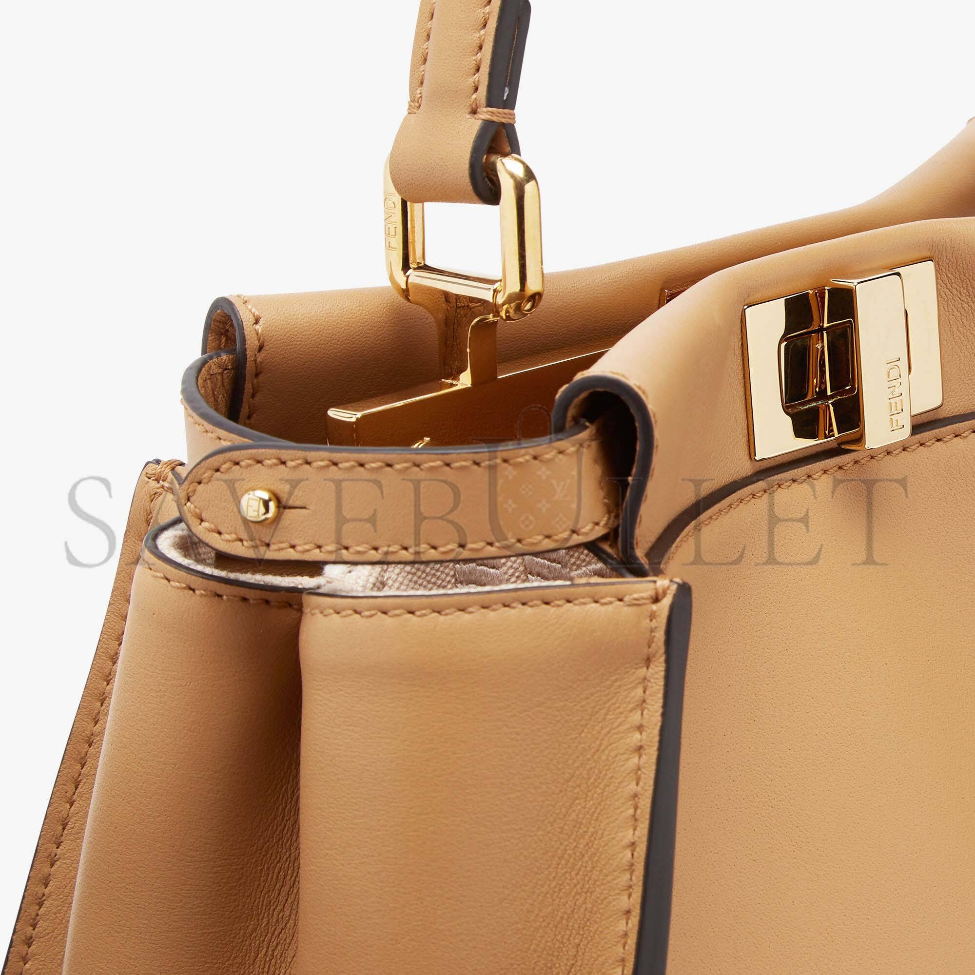 FENDI PEEKABOO MINI - BEIGE LEATHER BAG 8BN244AHJWF1F1L (23*18*11cm) FENDI PEEKABOO MINI - BEIGE LEATHER BAG 8BN244AHJWF1F1L (23*18*11cm)