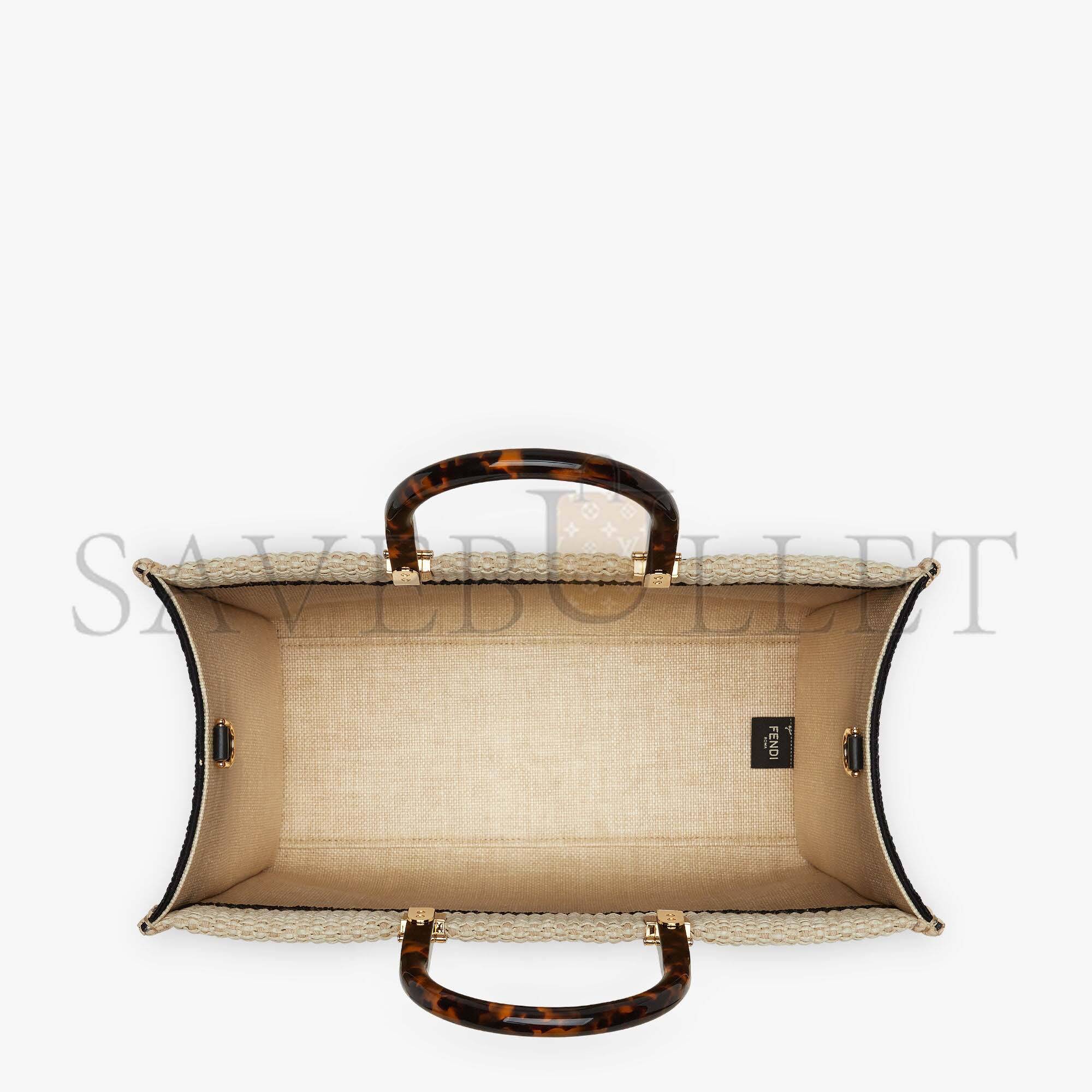 FENDI SUNSHINE MEDIUM - BEIGE AND BLACK STRAW SHOPPER 8BH386AKRPF1CBX (35*31*17cm) FENDI SUNSHINE MEDIUM - BEIGE AND BLACK STRAW SHOPPER 8BH386AKRPF1CBX (35*31*17cm)