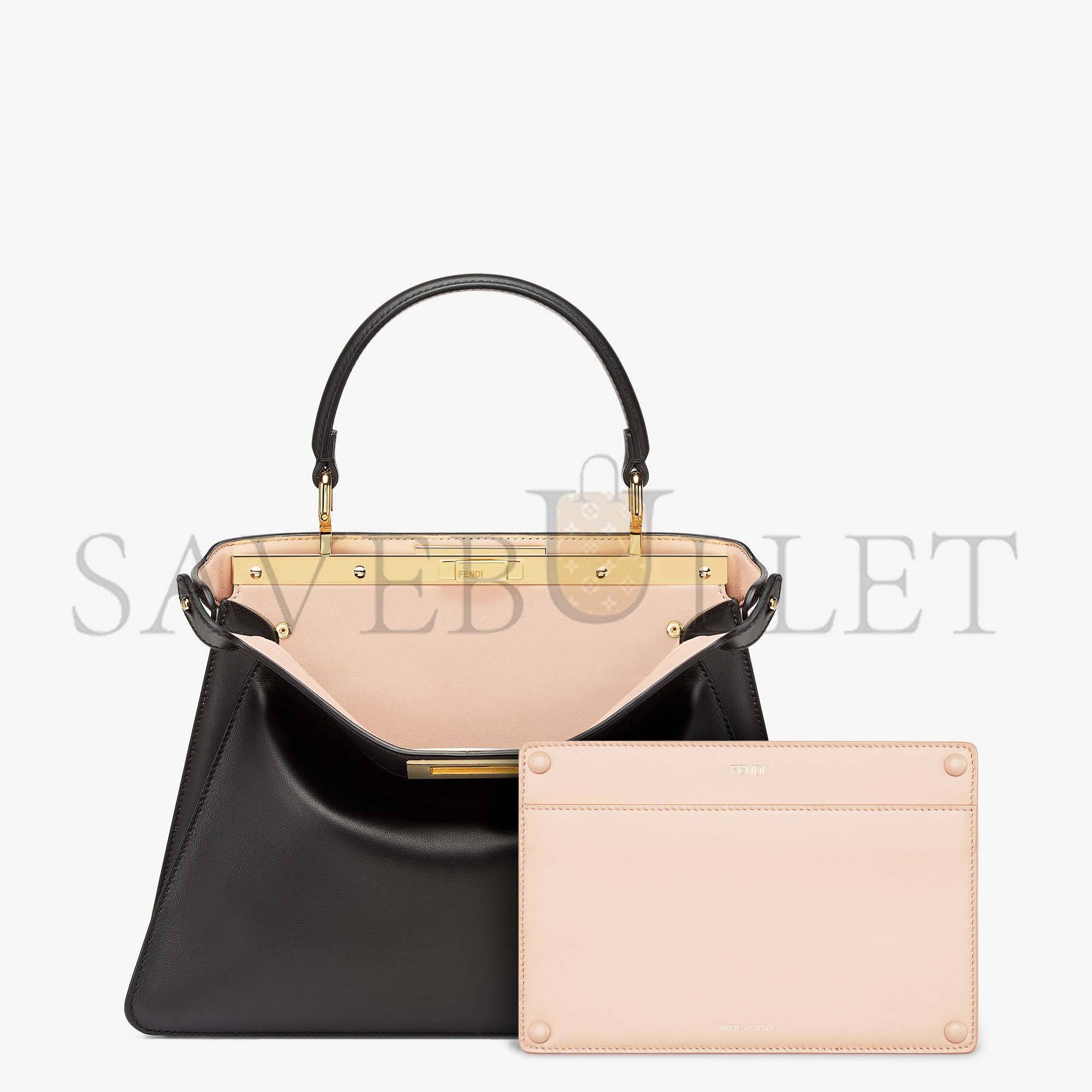 FENDI PEEKABOO ISEEU MEDIUM - ROSE BLACK LEATHER BAG 8BN321A6V3F1CJZ (33.5*25.5*13cm) FENDI PEEKABOO ISEEU MEDIUM - ROSE BLACK LEATHER BAG 8BN321A6V3F1CJZ (33.5*25.5*13cm)