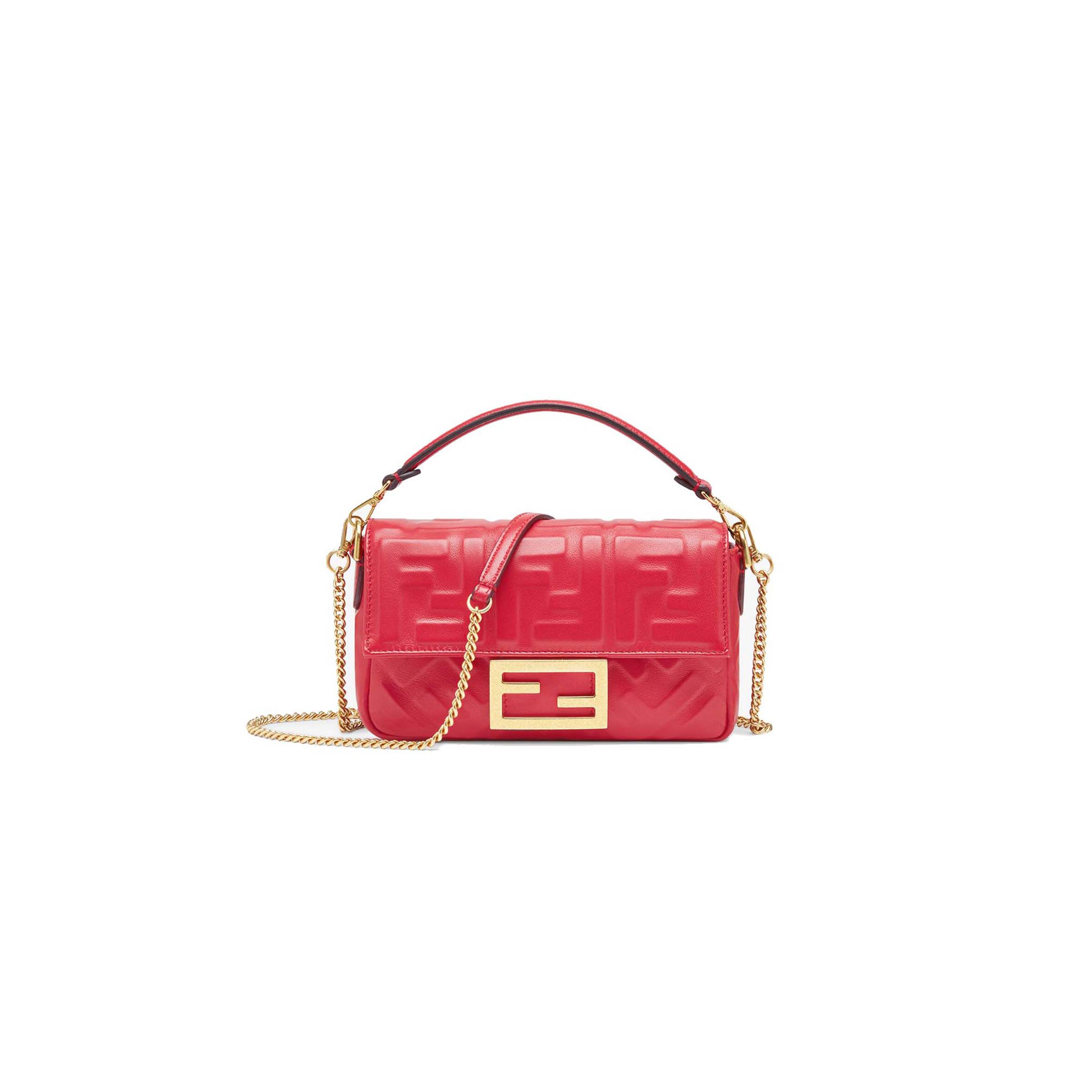 FENDI BAGUETTE MINI - RED FF NAPPA LEATHER BAG 8BS017A72VF1844 (19*11.5*4cm) FENDI BAGUETTE MINI - RED FF NAPPA LEATHER BAG 8BS017A72VF1844 (19*11.5*4cm)