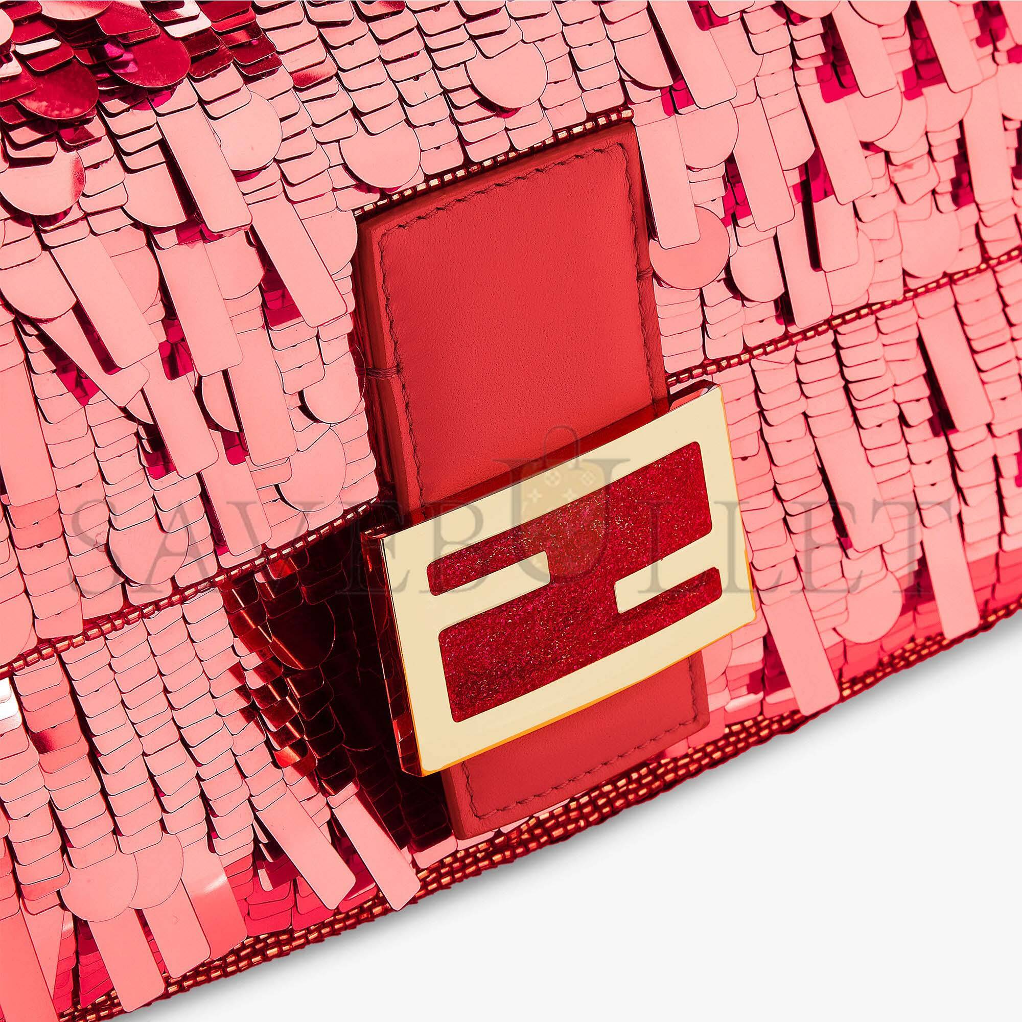 FENDI BAGUETTE - RED SEQUIN AND LEATHER BAG 8BR600AMP0F0V3L (27*15*6cm) FENDI BAGUETTE - RED SEQUIN AND LEATHER BAG 8BR600AMP0F0V3L (27*15*6cm)