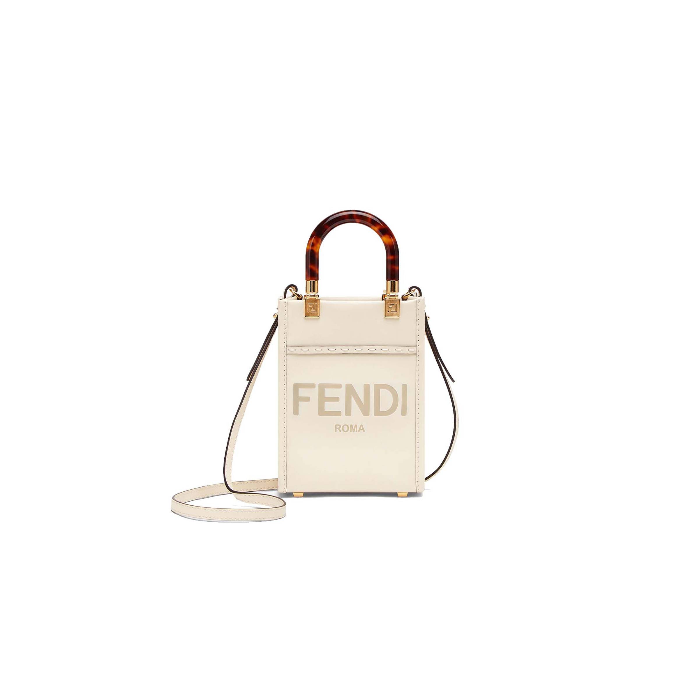 FENDI MINI SUNSHINE SHOPPER - WHITE LEATHER MINI-BAG 8BS051ABVLF0K7E (18*13*6.5cm) FENDI MINI SUNSHINE SHOPPER - WHITE LEATHER MINI-BAG 8BS051ABVLF0K7E (18*13*6.5cm)