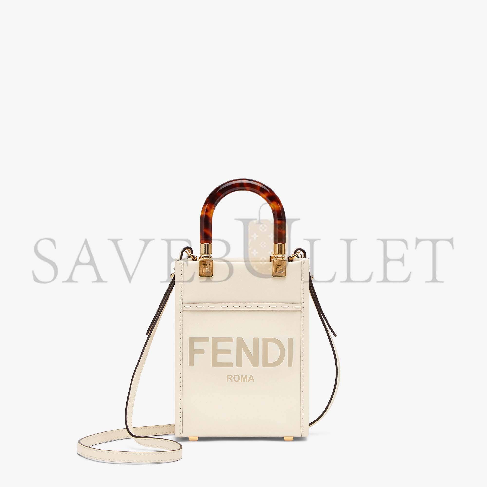 FENDI MINI SUNSHINE SHOPPER - WHITE LEATHER MINI-BAG 8BS051ABVLF0K7E (18*13*6.5cm) FENDI MINI SUNSHINE SHOPPER - WHITE LEATHER MINI-BAG 8BS051ABVLF0K7E (18*13*6.5cm)