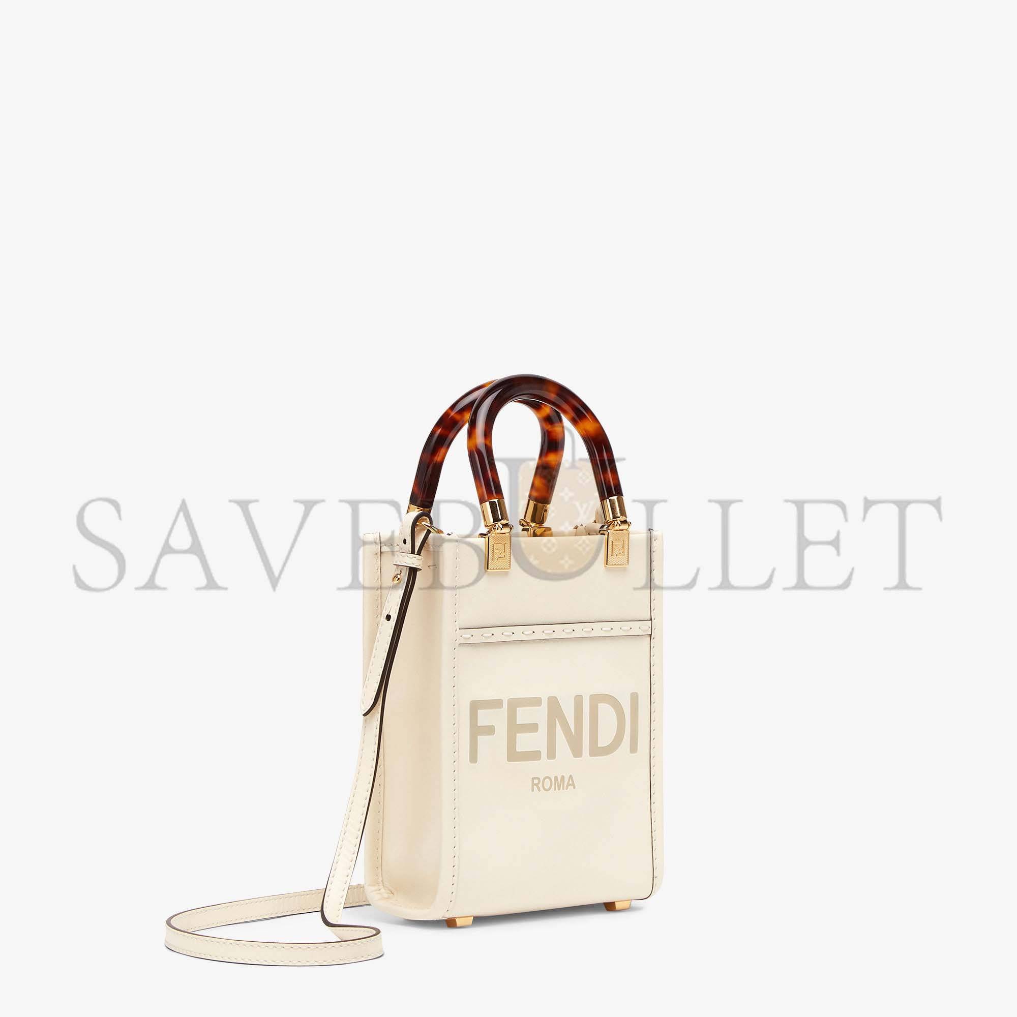 FENDI MINI SUNSHINE SHOPPER - WHITE LEATHER MINI-BAG 8BS051ABVLF0K7E (18*13*6.5cm) FENDI MINI SUNSHINE SHOPPER - WHITE LEATHER MINI-BAG 8BS051ABVLF0K7E (18*13*6.5cm)