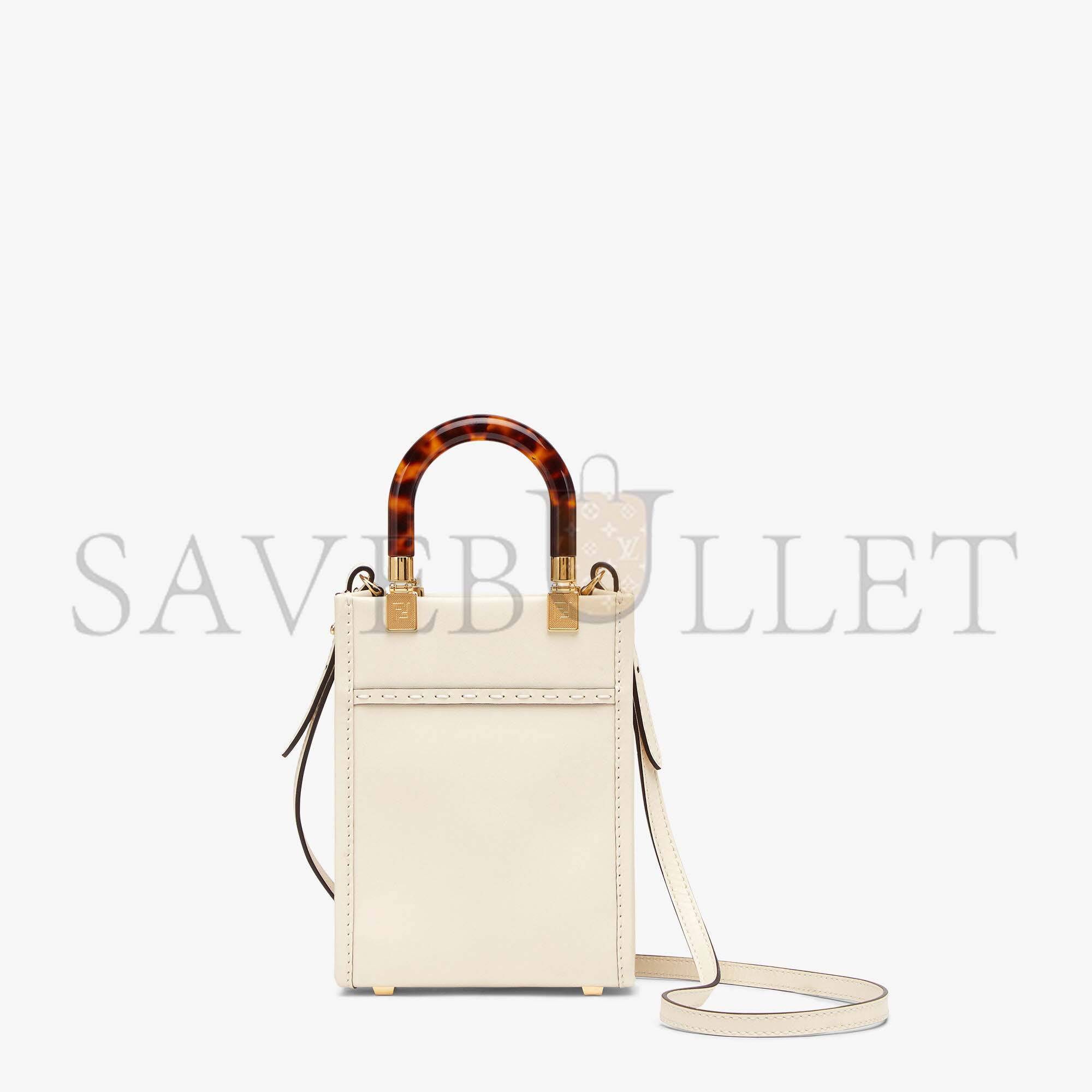 FENDI MINI SUNSHINE SHOPPER - WHITE LEATHER MINI-BAG 8BS051ABVLF0K7E (18*13*6.5cm) FENDI MINI SUNSHINE SHOPPER - WHITE LEATHER MINI-BAG 8BS051ABVLF0K7E (18*13*6.5cm)