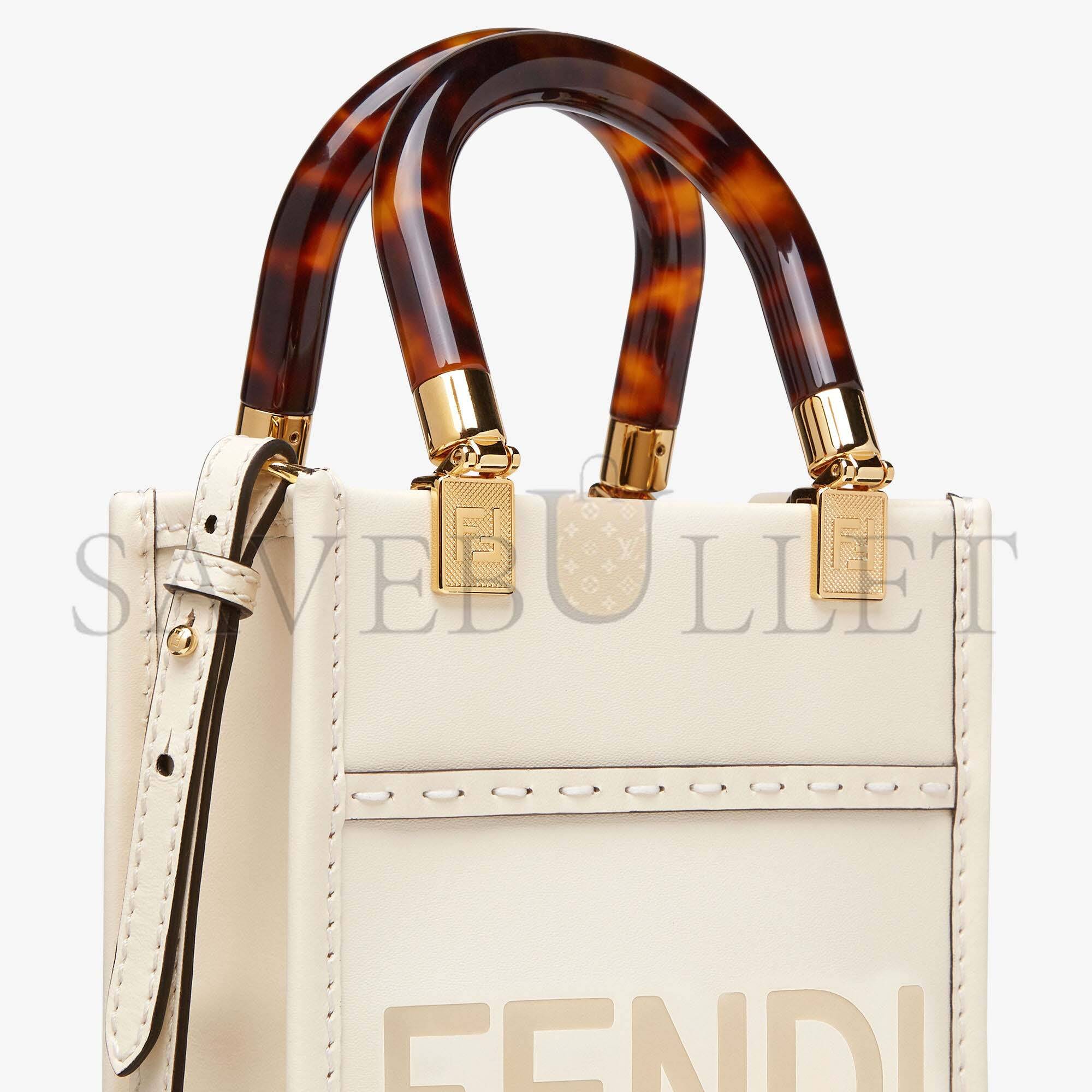 FENDI MINI SUNSHINE SHOPPER - WHITE LEATHER MINI-BAG 8BS051ABVLF0K7E (18*13*6.5cm) FENDI MINI SUNSHINE SHOPPER - WHITE LEATHER MINI-BAG 8BS051ABVLF0K7E (18*13*6.5cm)