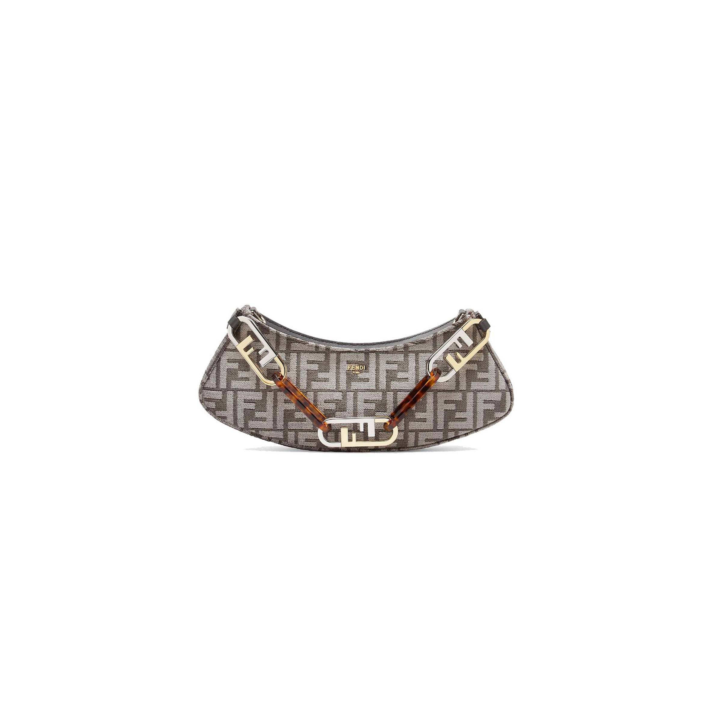 FENDI O’LOCK SWING - DARK GRAY TAPESTRY FABRIC POUCH 8BS068AL9QF1IVG (32*11*5cm) FENDI O’LOCK SWING - DARK GRAY TAPESTRY FABRIC POUCH 8BS068AL9QF1IVG (32*11*5cm)