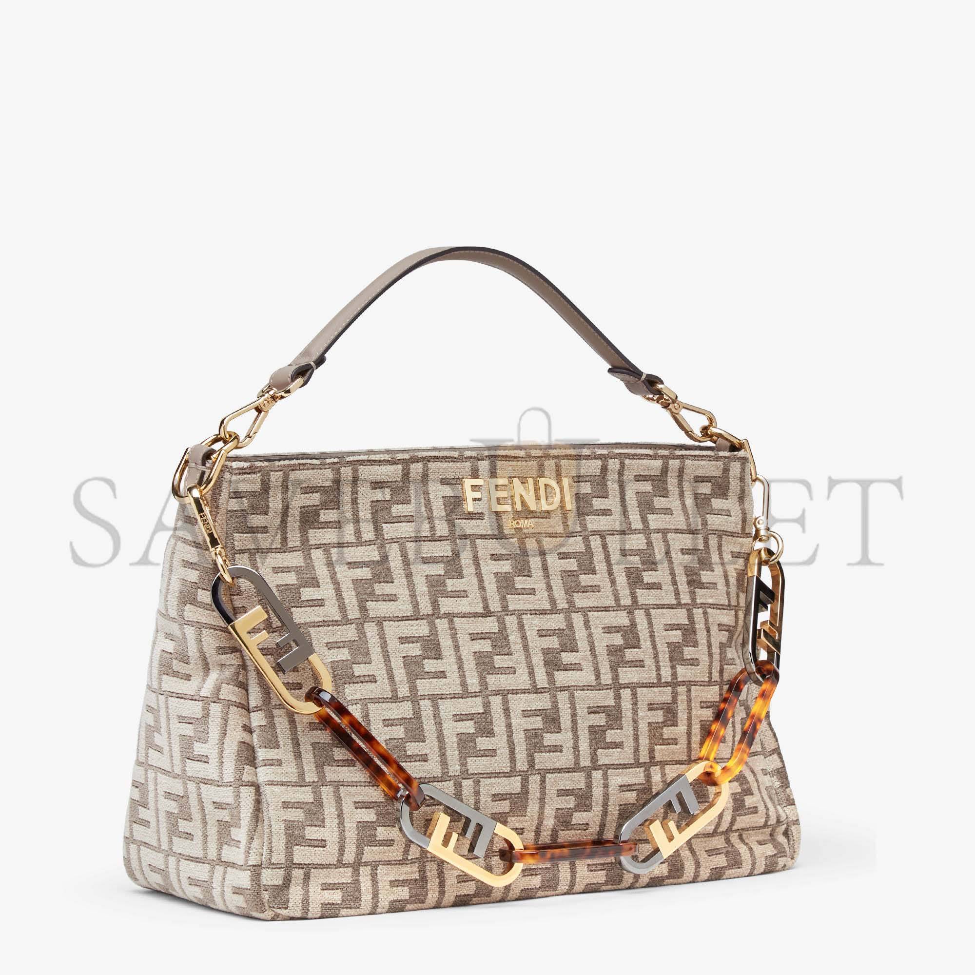 FENDI O’LOCK ZIPPER - DOVE GRAY TAPESTRY FABRIC BAG 8BR805ALFVF1IQU (36*23.5*14cm) FENDI O’LOCK ZIPPER - DOVE GRAY TAPESTRY FABRIC BAG 8BR805ALFVF1IQU (36*23.5*14cm)