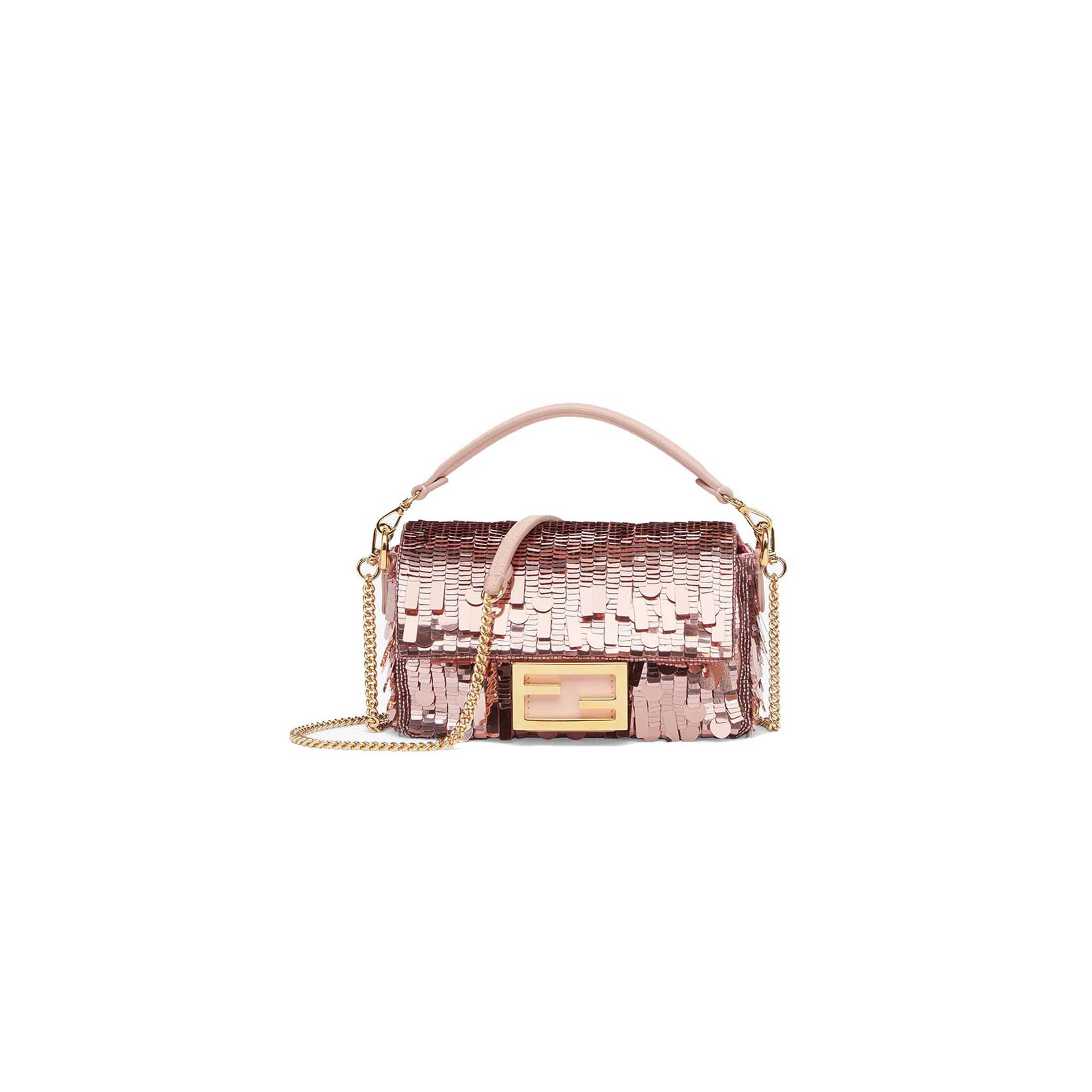 FENDI BAGUETTE MINI - DARK RED SEQUIN AND LEATHER BAG 8BS017AMP0F0V3L (20*13*5cm) FENDI BAGUETTE MINI - DARK RED SEQUIN AND LEATHER BAG 8BS017AMP0F0V3L (20*13*5cm)