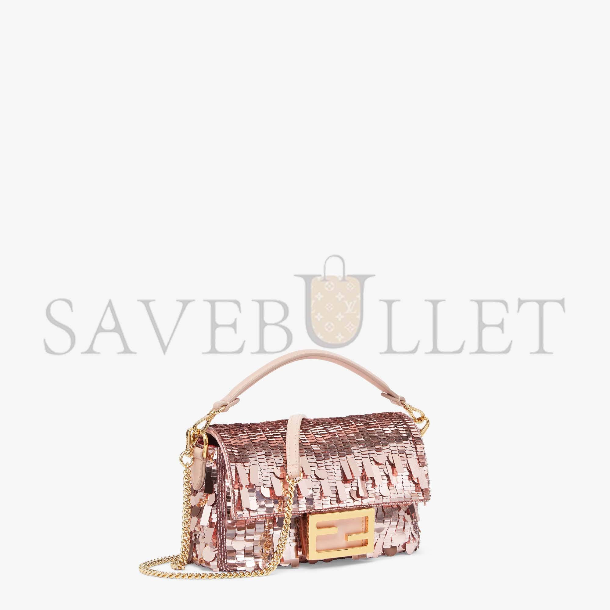FENDI BAGUETTE MINI - DARK RED SEQUIN AND LEATHER BAG 8BS017AMP0F0V3L (20*13*5cm) FENDI BAGUETTE MINI - DARK RED SEQUIN AND LEATHER BAG 8BS017AMP0F0V3L (20*13*5cm)