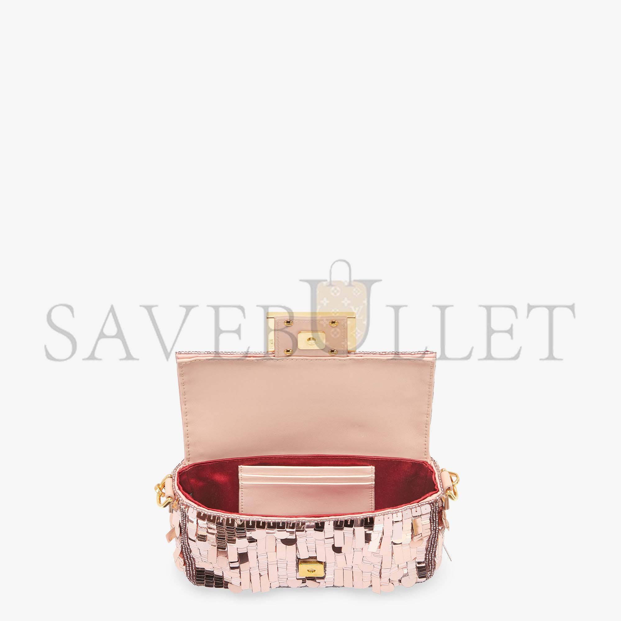 FENDI BAGUETTE MINI - DARK RED SEQUIN AND LEATHER BAG 8BS017AMP0F0V3L (20*13*5cm) FENDI BAGUETTE MINI - DARK RED SEQUIN AND LEATHER BAG 8BS017AMP0F0V3L (20*13*5cm)